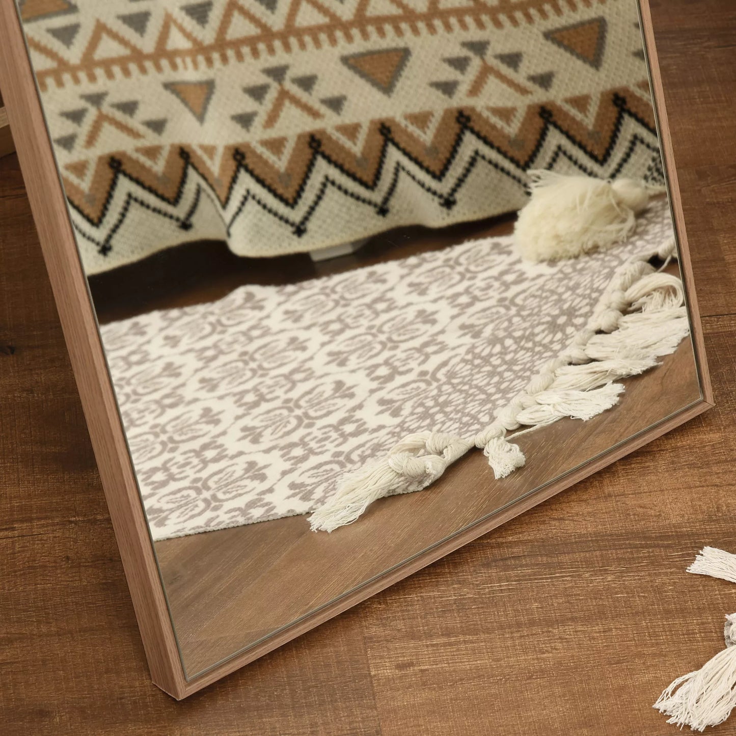 Viso kūno veidrodis su stovu, pastatomas, 40 cm x 150 cm, natūralus