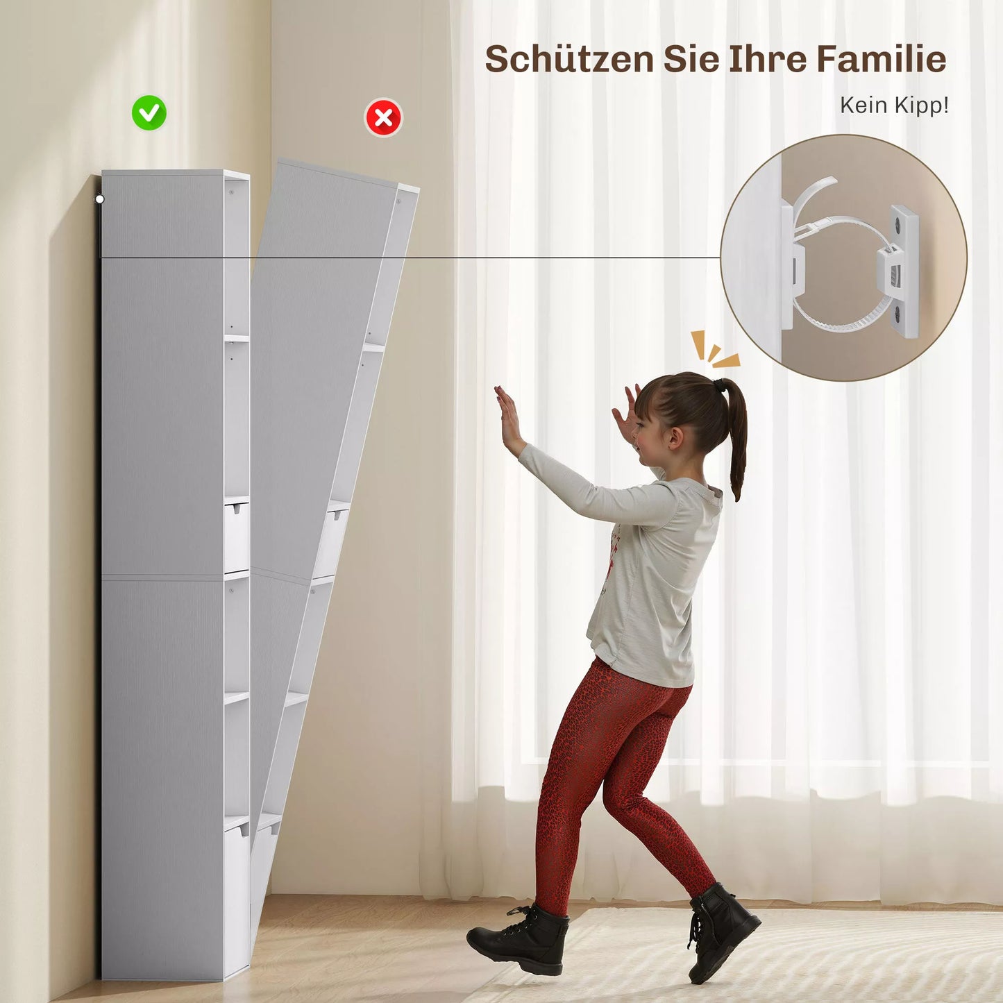 6 lygių knygų lentyna, reguliuojama 3 lygiuose, su stalčiumi, spintelės durelėmis, pritaikoma lentyna, ekspozicinė lentyna, balta