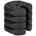Pavėsinės kojų svoriai, 4 vnt. rinkinys su tvirtinimo kaiščiais, plastikas (užpildomas), 12 kg, juodi