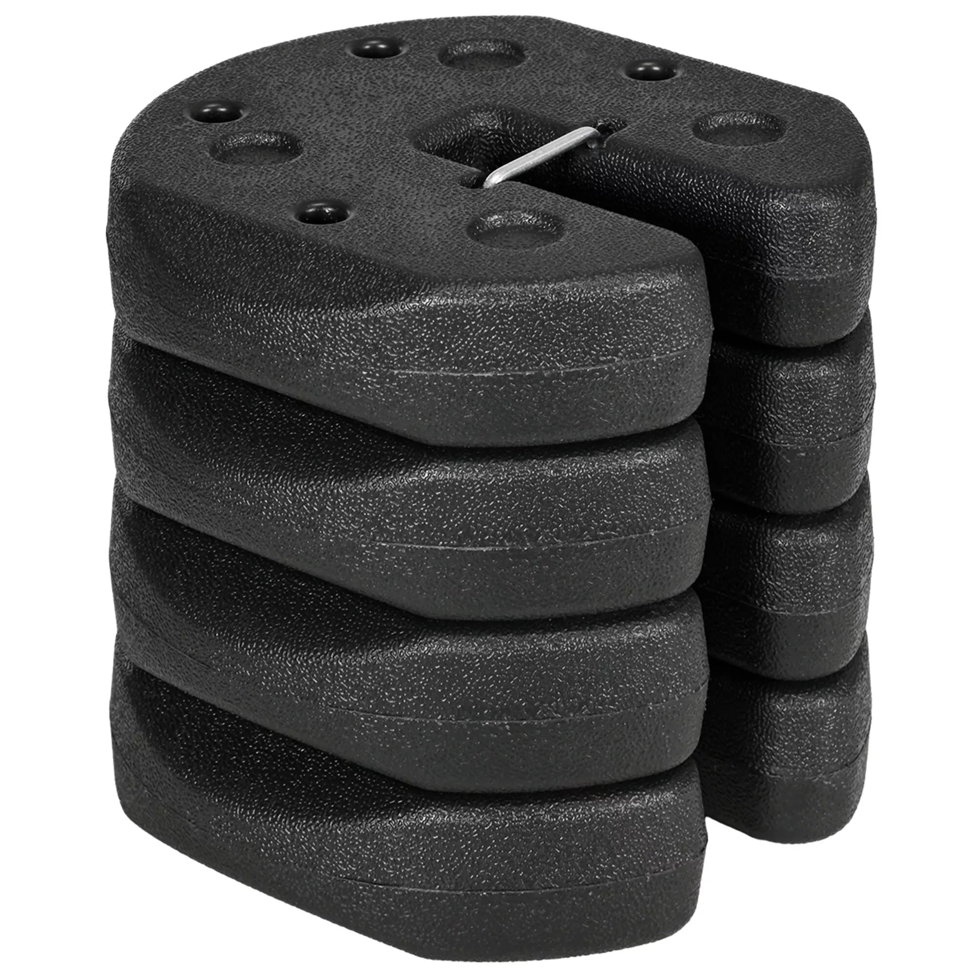 Pavėsinės kojų svoriai, 4 vnt. rinkinys su tvirtinimo kaiščiais, plastikas (užpildomas), 12 kg, juodi