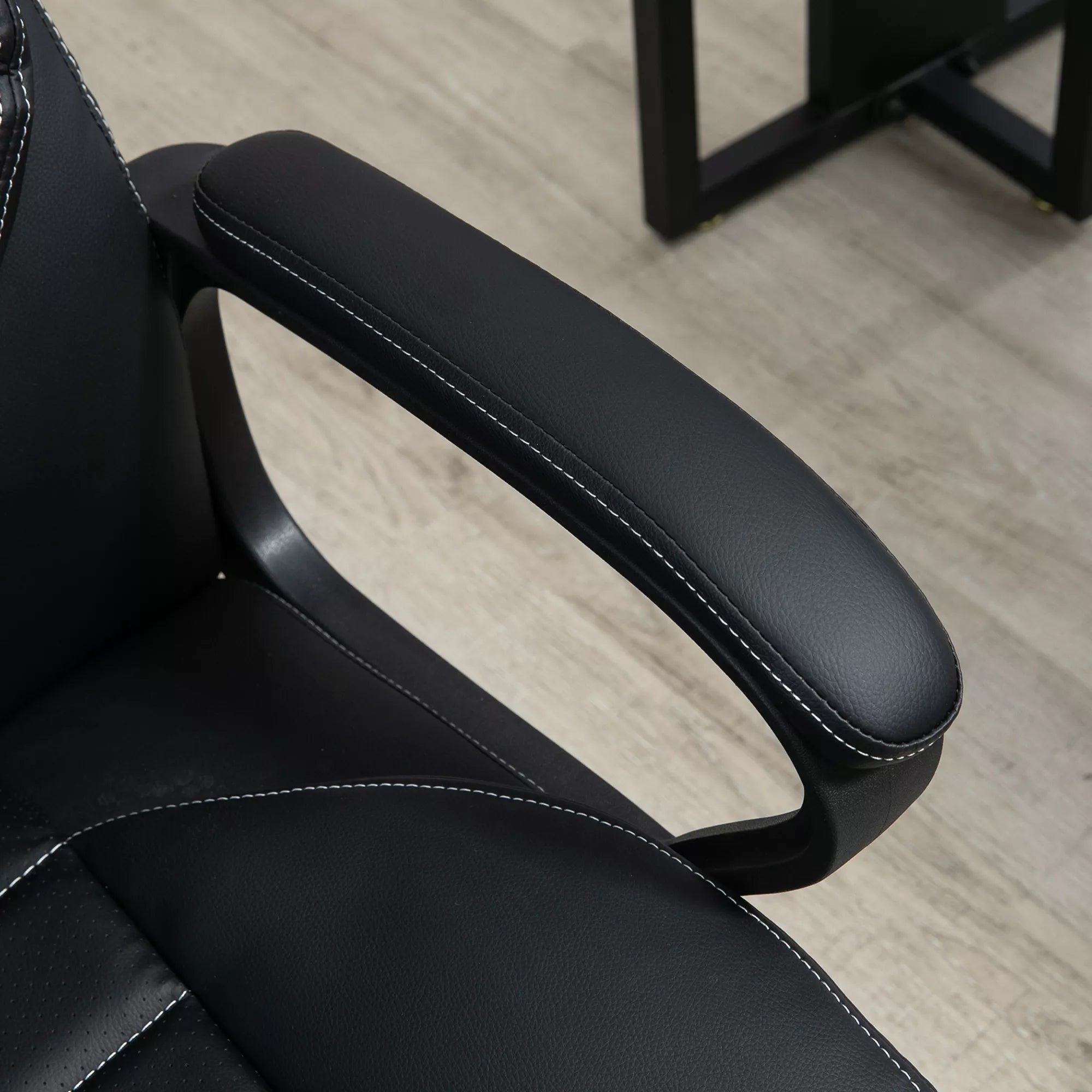 Biuro kėdė su masažu, aukščio reguliavimo pirmininko kėdė, ergonomiška biuro kėdė, žaidimų kėdė, kompiuterio kėdė, 6 vibracijos taškai, lininės išvaizdos reguliuojama juoda 66 x 78 x 112–120 cm