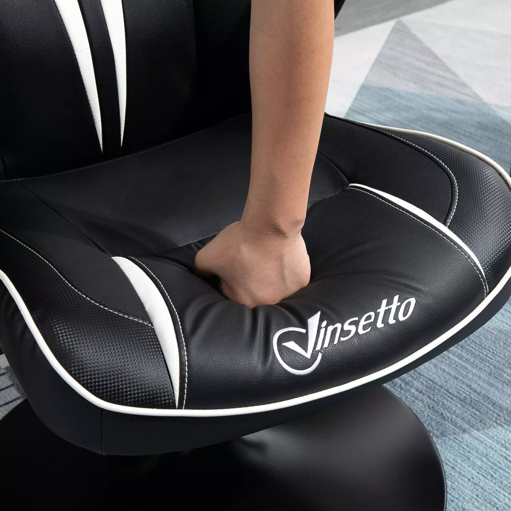 Žaidimų kėdė Ergonomiška žaidimų kėdė su galvos atrama ir reguliuojamu aukščiu Žaidimų kėdė Biuro kėdė su sūpynės funkcija Juoda + balta