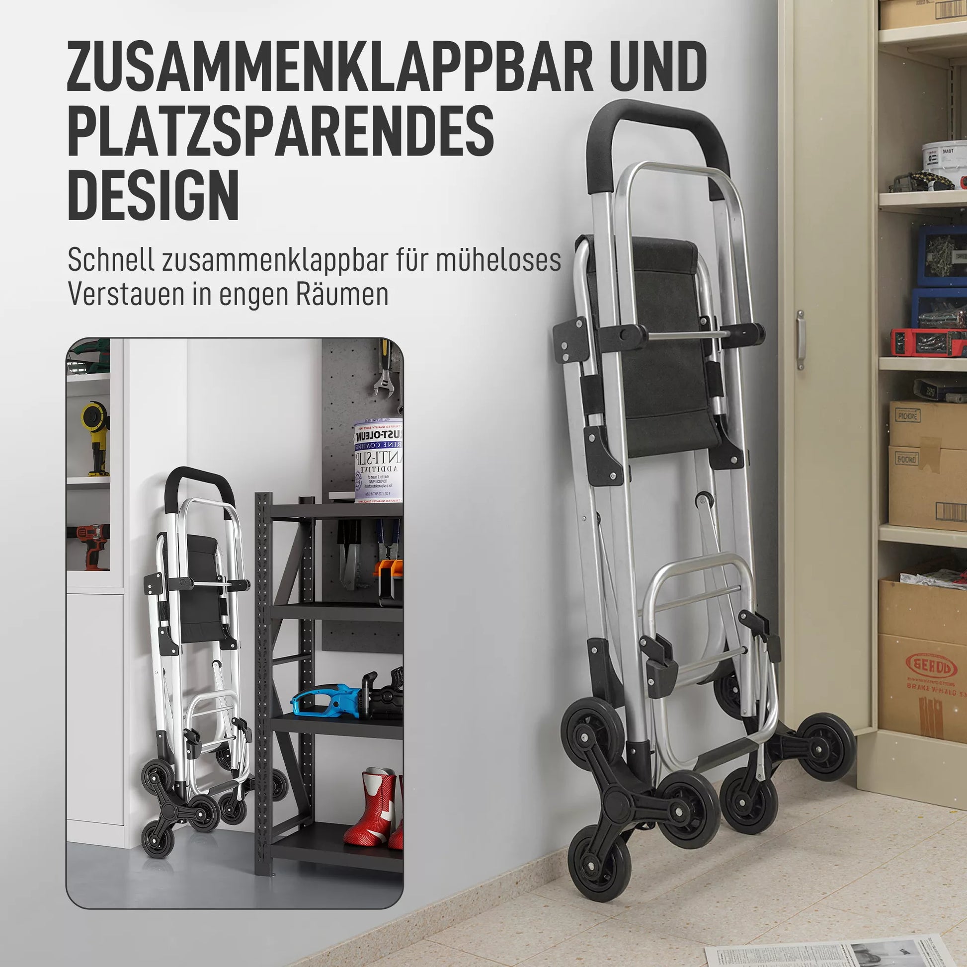 Pirkinių vežimėlis, 40 L Oxford krepšys, 3 ratukų dizainas, aliuminio rėmas, sėdynė, pilkas