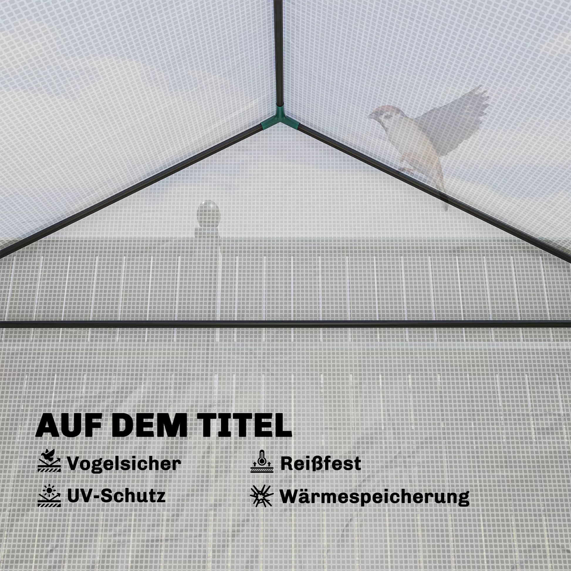 Pomidorų šiltnamis Plėvelinis šiltnamis su aukštu lysve Ritininiu vartu Langu Pasviru stogu 141 x 141 x 190 cm Balta