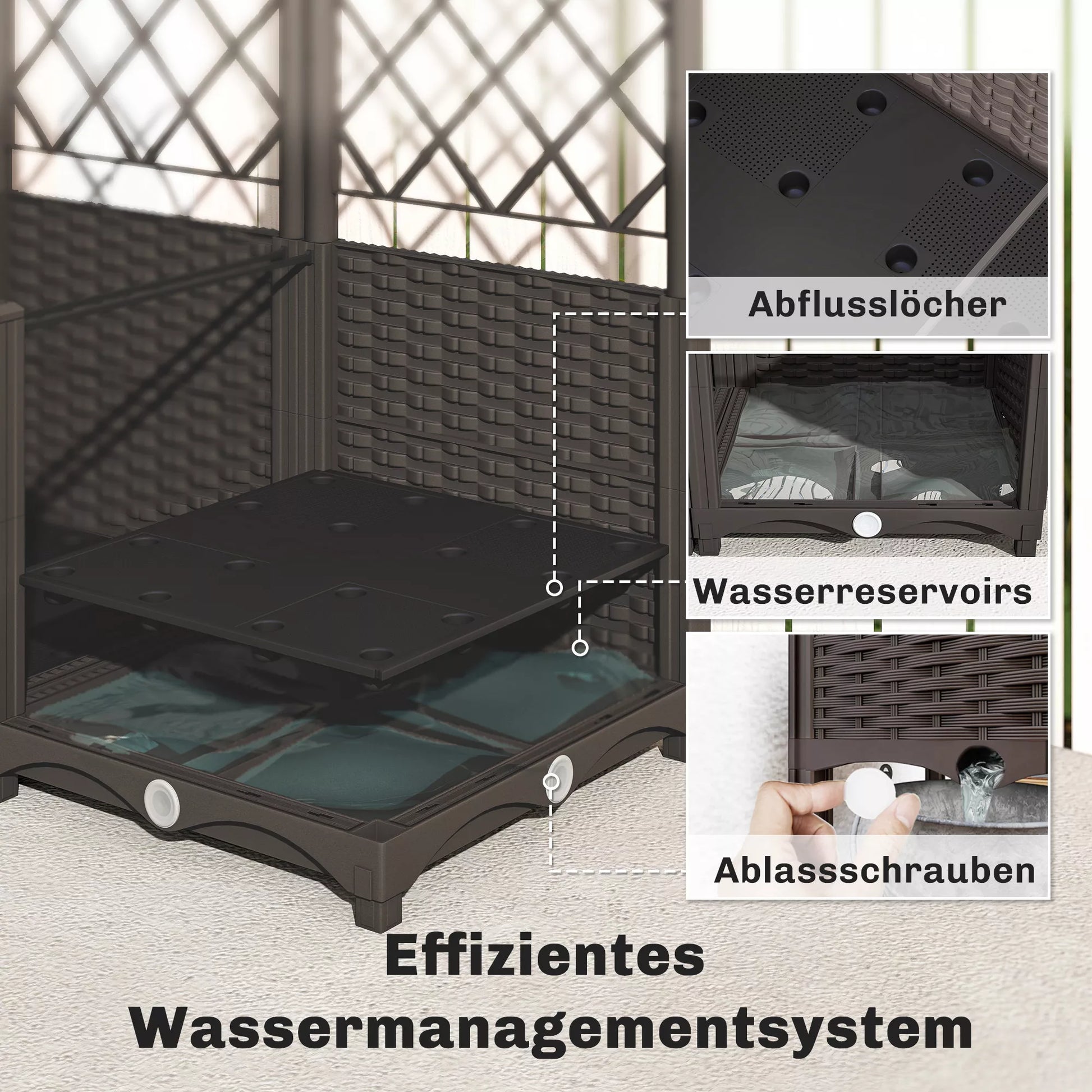 2 vnt. rėmelio su sodinimo dėžute Gėlių dėžutė su drenažo skyle Laikmatis Laistymo sistema 80 x 40 x 136 cm Ruda