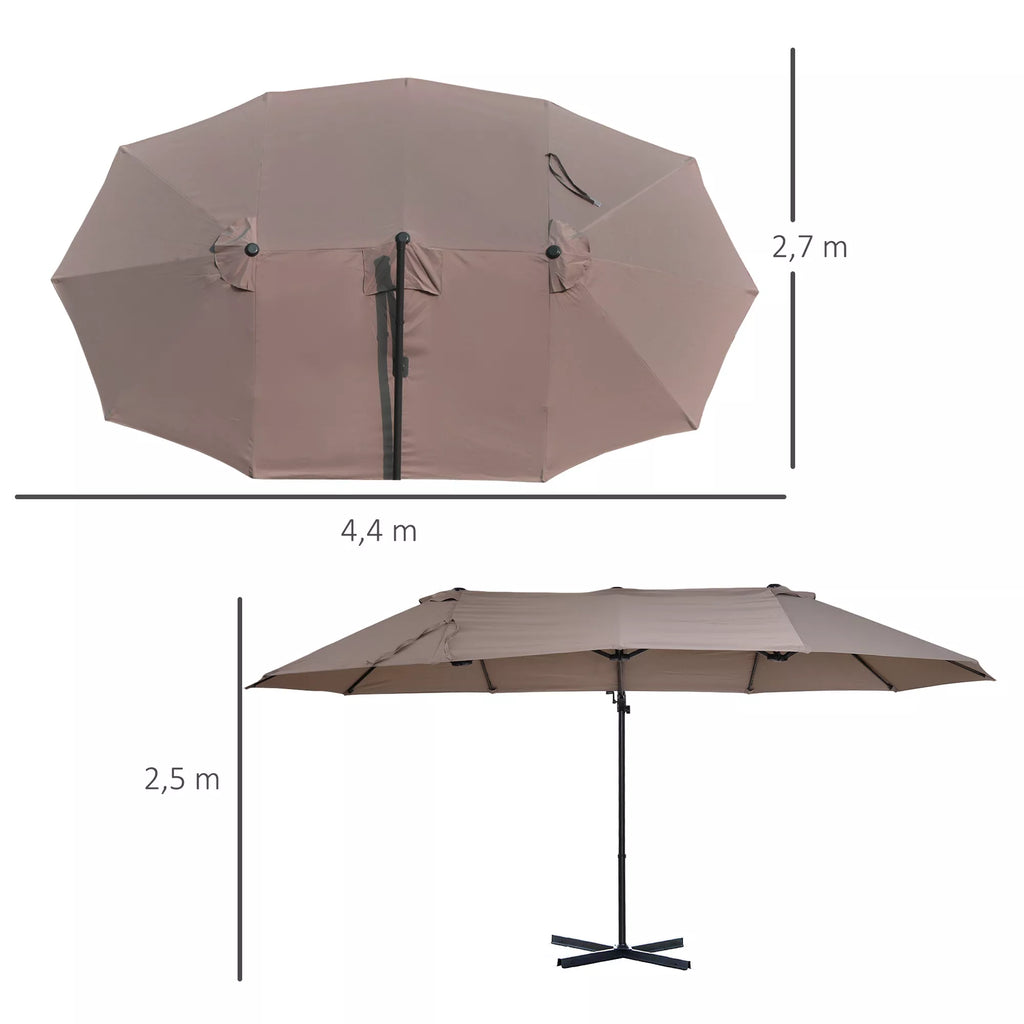 Dvigubas skėtis Ampelschirm Dvigubas skėtis su rankena Reguliuojamas sodo skėtis Saulės apsauga Metalo Ruda 440 x 270 x 250 cm