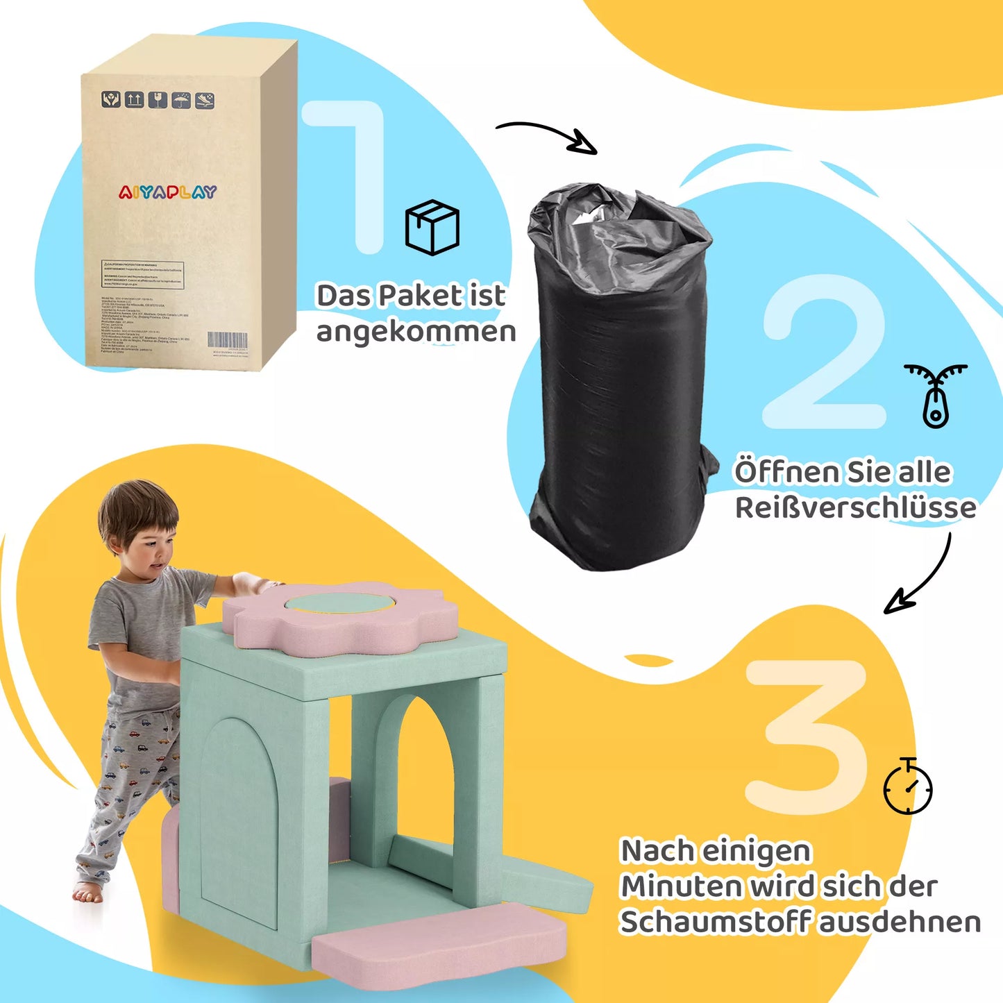 12 dalių putplasčio blokų rinkinys laipiojimui, statyboms, ropojimui, vidinėms žaidimų aikštelėms su corduro audinio užvalkalu, žalia+rožinė