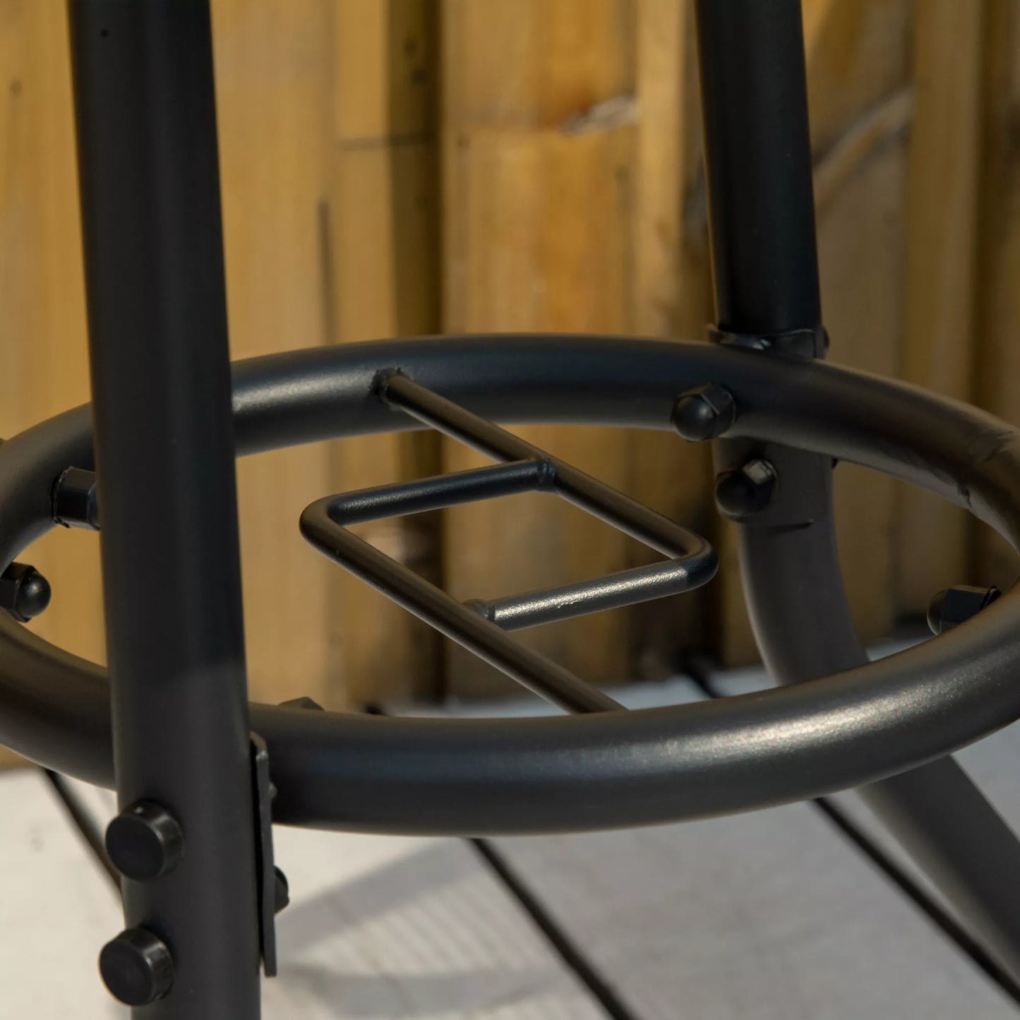 Sodo stalas Sodo pagalbinis stalas Sodo baldai Balkono stalas Bistro stalas su skėčio skyle Kietas stiklas + metalas Juodas Ø80 x 72 cm