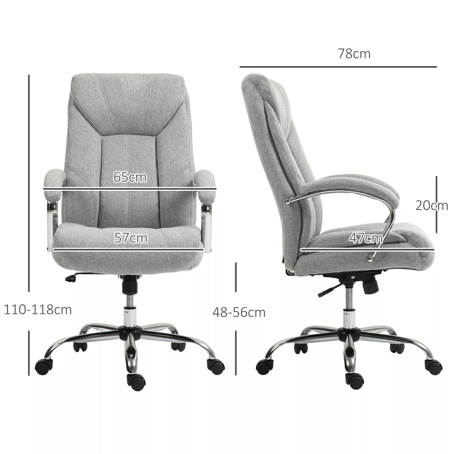 Ergonomiška pilka biuro kėdė su aukštu atlošu, kvėpuojančiu apmušalu ir reguliuojamu aukščiu