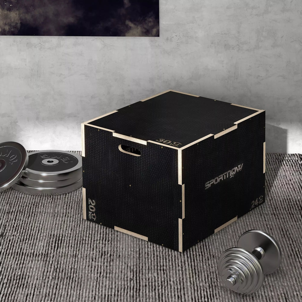 Plyo-Box/šokinėjančioji dėžė, tvirta, 76x61x51 cm, juoda, rankena 10x3,5 cm, iki 120 kg