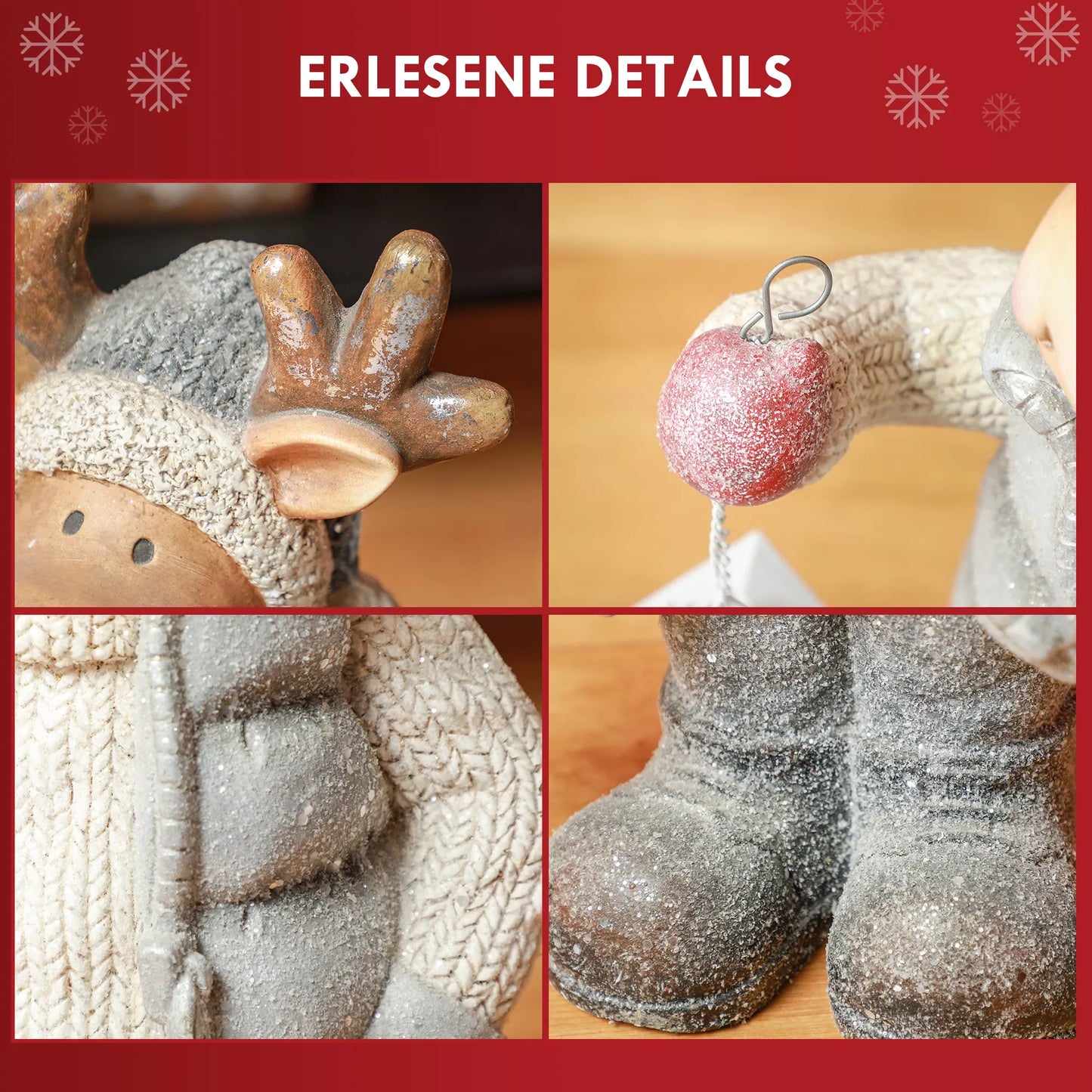 HOMCOM Kalėdinė dekoracija, Briedis su žibintu, LED, maitinamas baterijomis, 25,5 x 19,5 x 52 cm