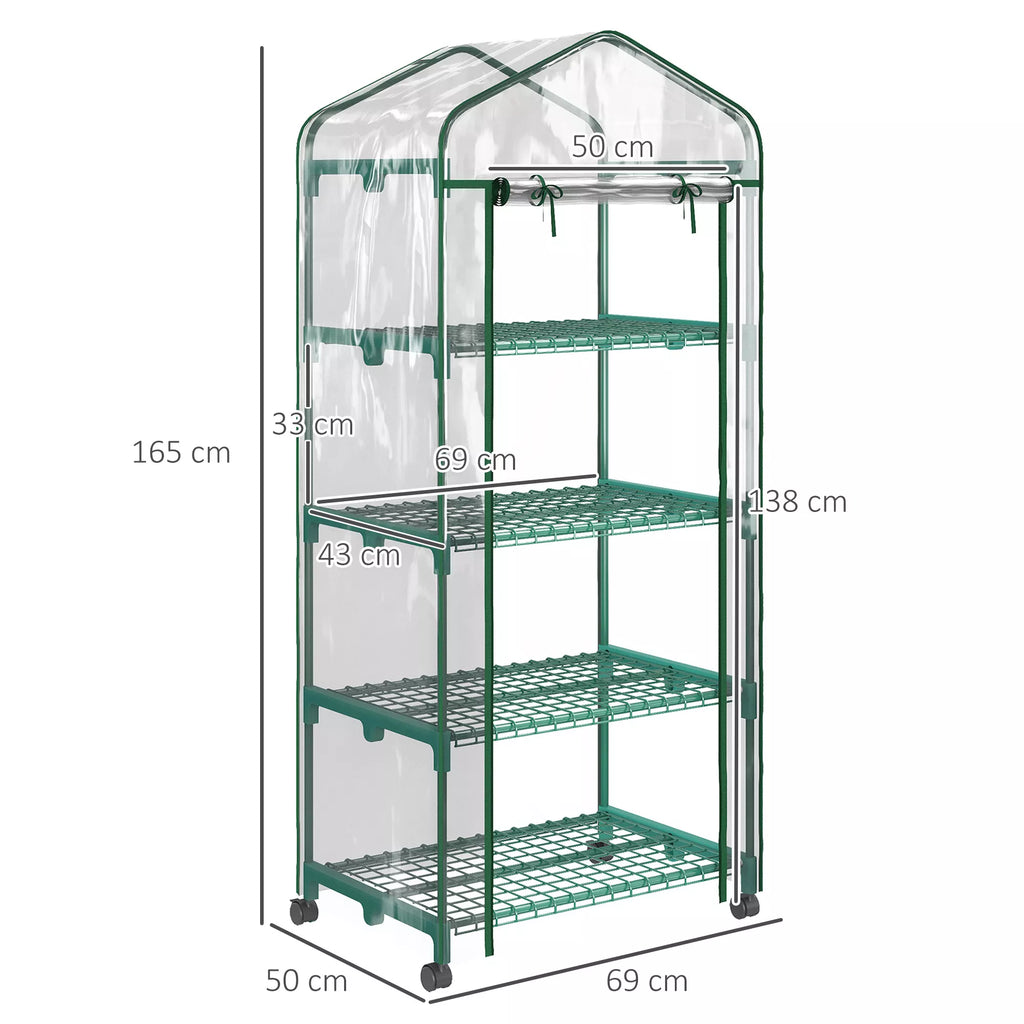 Mini šiltnamio schema su matmenimis 165, 69 ir 50 cm