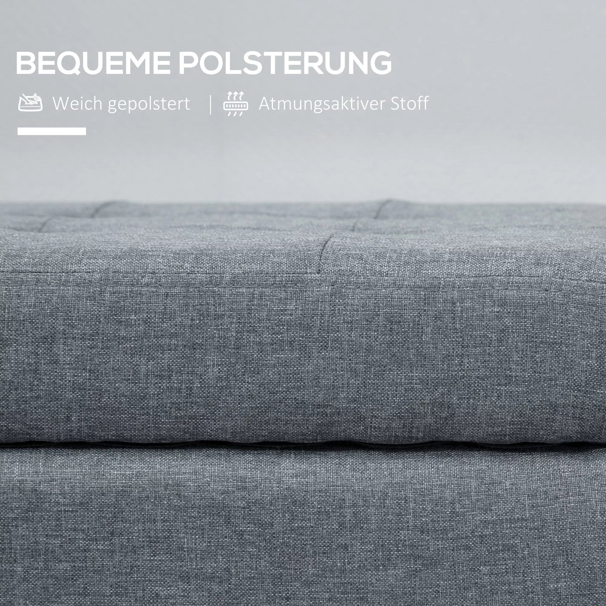 Suolas su daiktadėže, otomanas, koridoriaus suolas, sagtelėmis siūtas, 125,1 cm x 48,9 cm x 41,3 cm, Pilkas