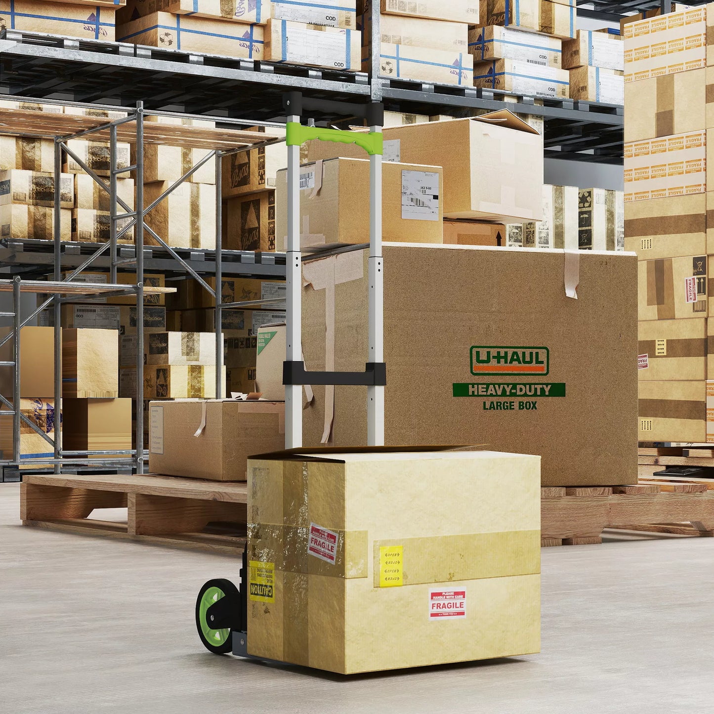 Sulankstomas rankinis vežimėlis Aliuminio transportinis vežimėlis su teleskopine rankena Reguliuojamas aukštis 100 cm