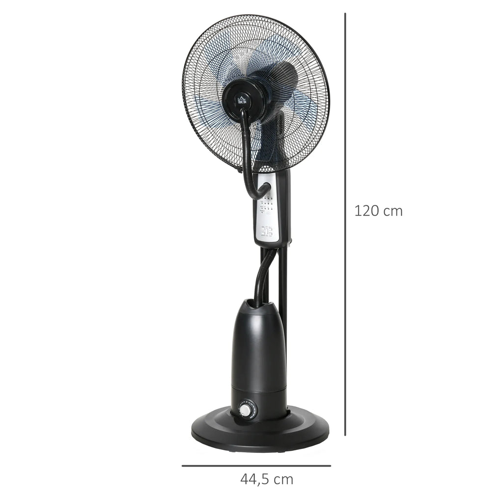 Stovinis ventiliatorius, oro drėkintuvas, su 2,8 l talpos rezervuaru, 3 režimai, nuotolinio valdymo pultas, mobilus, juodos spalvos, Ø44,5  x 120 cm