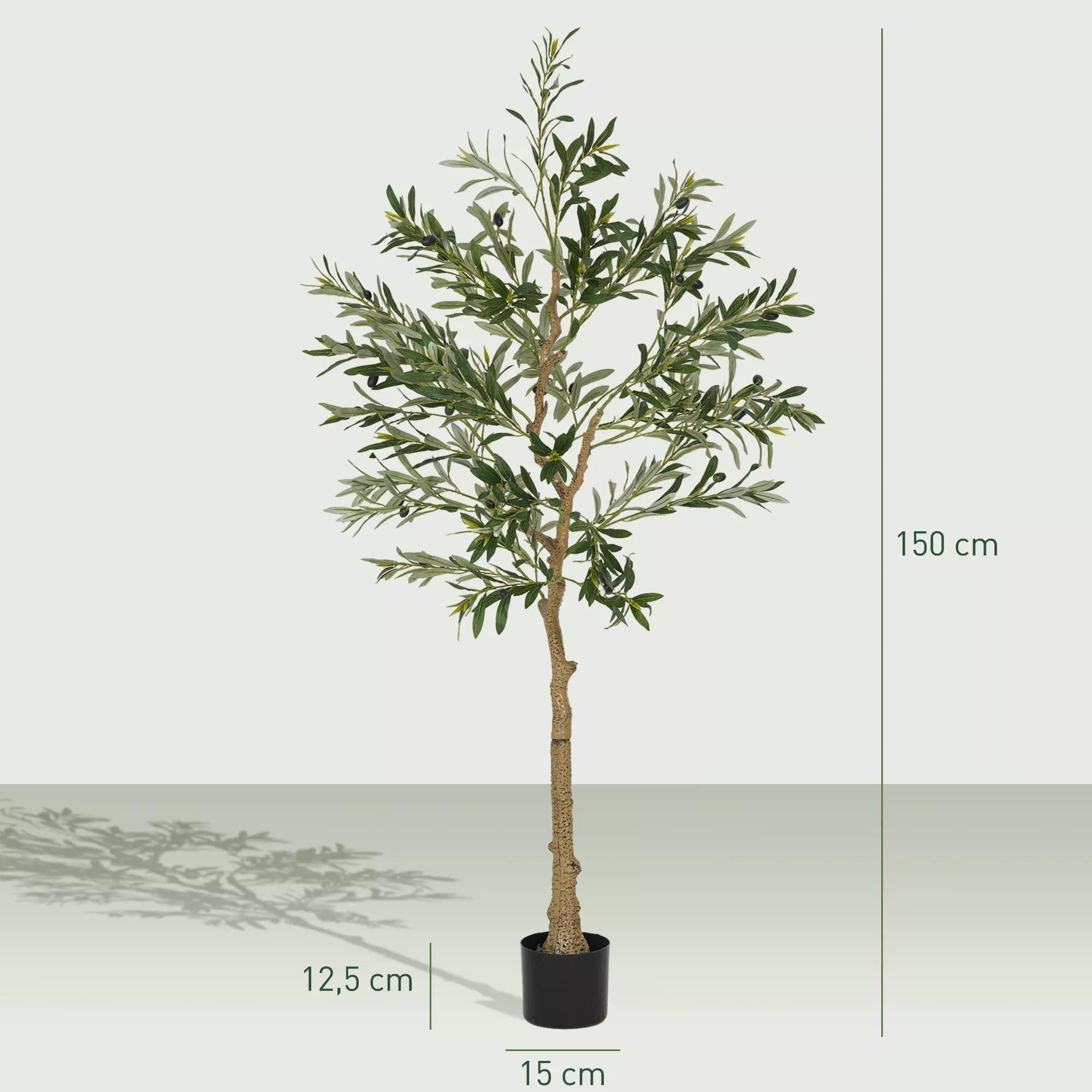 Dirbtinis alyvmedis, 150 cm, su vazonu, žalias