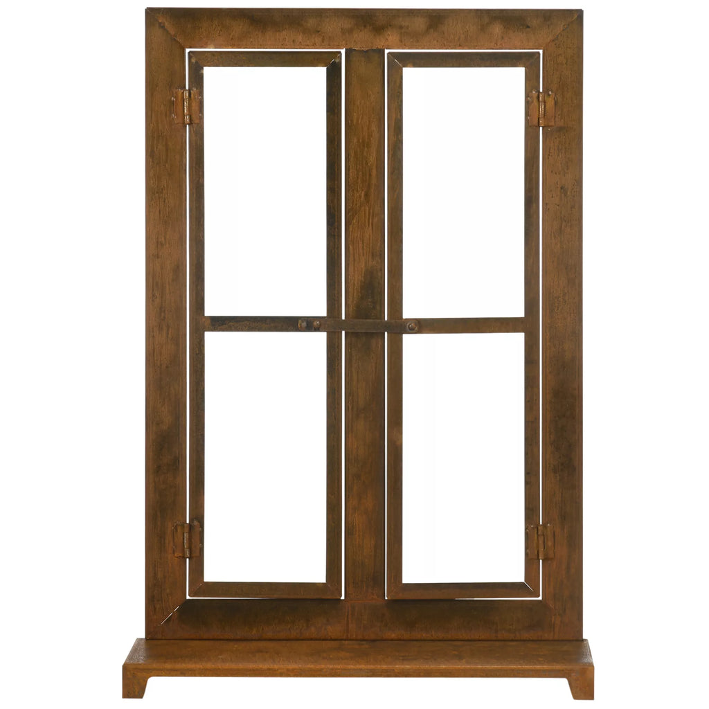 Dekoratyvinis lango rėmas sodui, vintage stiliaus, 55 cm x 19 cm x 80 cm, metalas, rudas