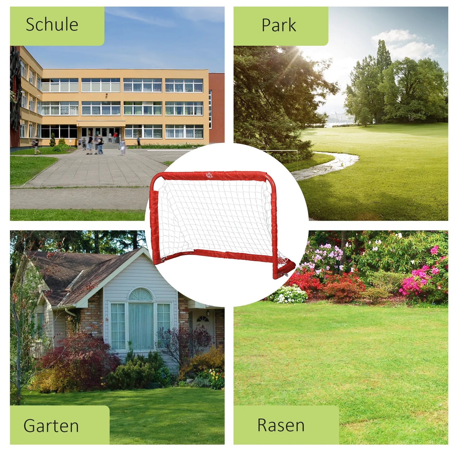 Futbolo vartų komplektas, 2 sulankstomi mini varteliai, metalinis rėmas, su įrankiais, 90 x 36 x 60 cm, raudona