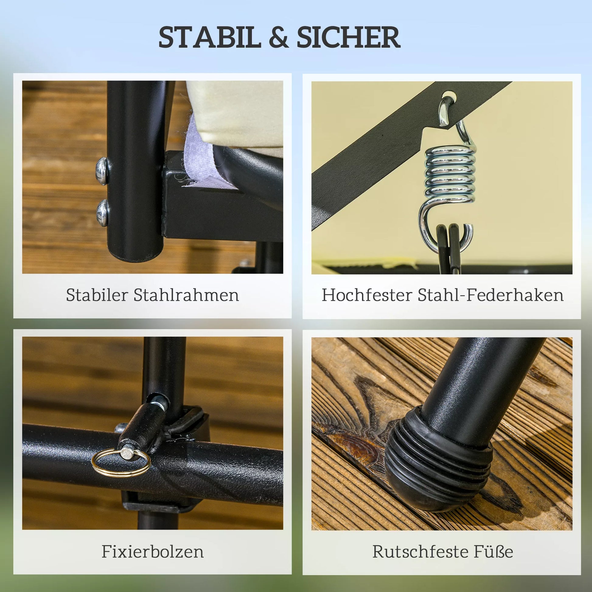 Sūpuoklės su gulto funkcija, 3 vietų, metalas + poliesteris, 200 x 125 x 170 cm, balta