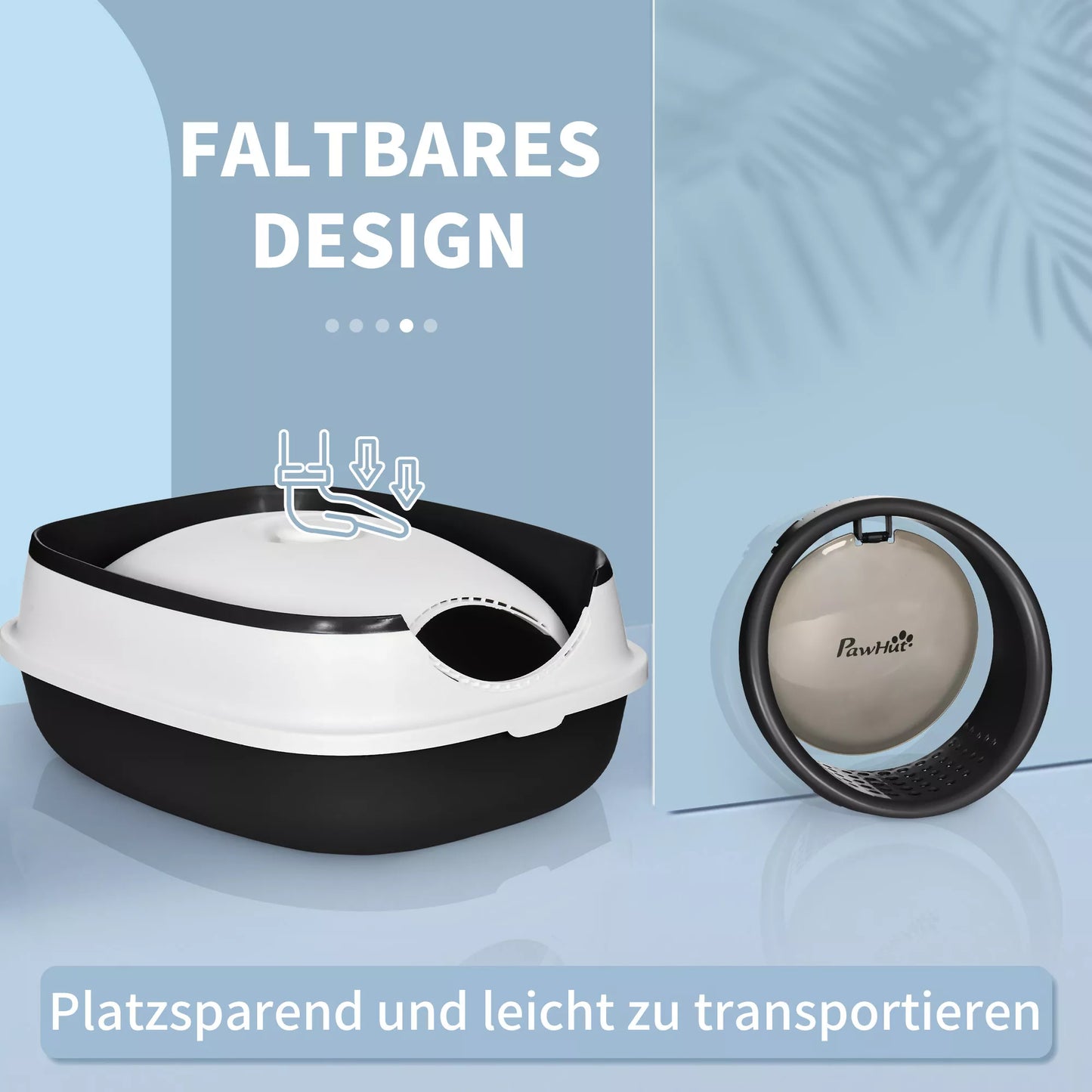 Katiliukas su dangčiu ir kraiko kastuvėliu, katėms iki 5 kg, 52x41x38 cm, Balta/Juoda