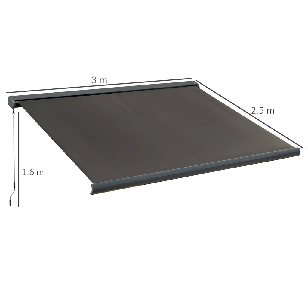 Elektrinė markizė su nuotolinio valdymo pultu, įskaitant montavimo rinkinį, metalinis rėmas, tamsiai pilkos spalvos, 3 x 2,5 m