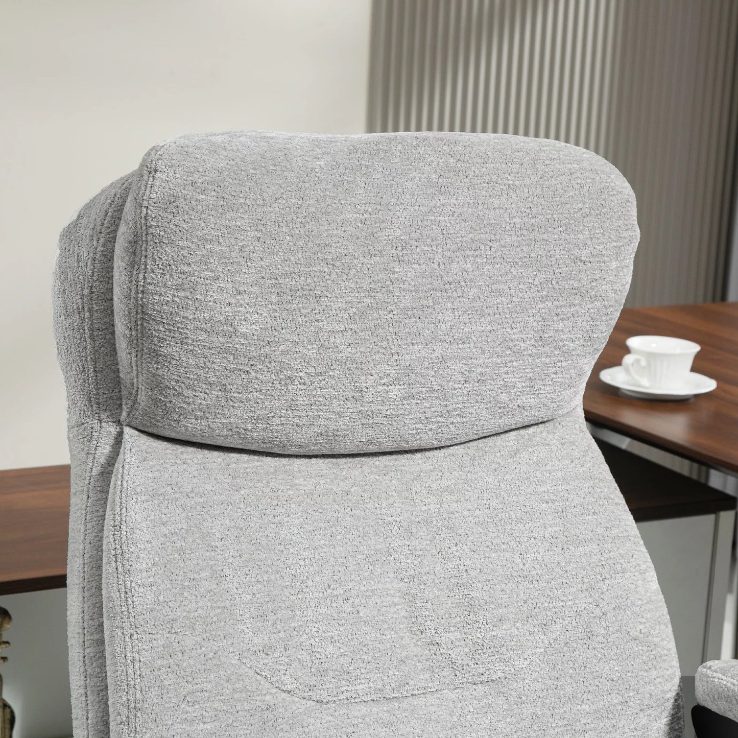 HOMCOM Biuro kėdė, sukamasis, reguliuojamo aukščio, su supimo funkcija, šviesiai pilka