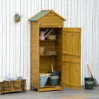 Įrankių spinta, sodo namelis, 2 lentynos, 2 durys, atspari oro sąlygoms, natūralus medis, 79 x 49 x 190 cm