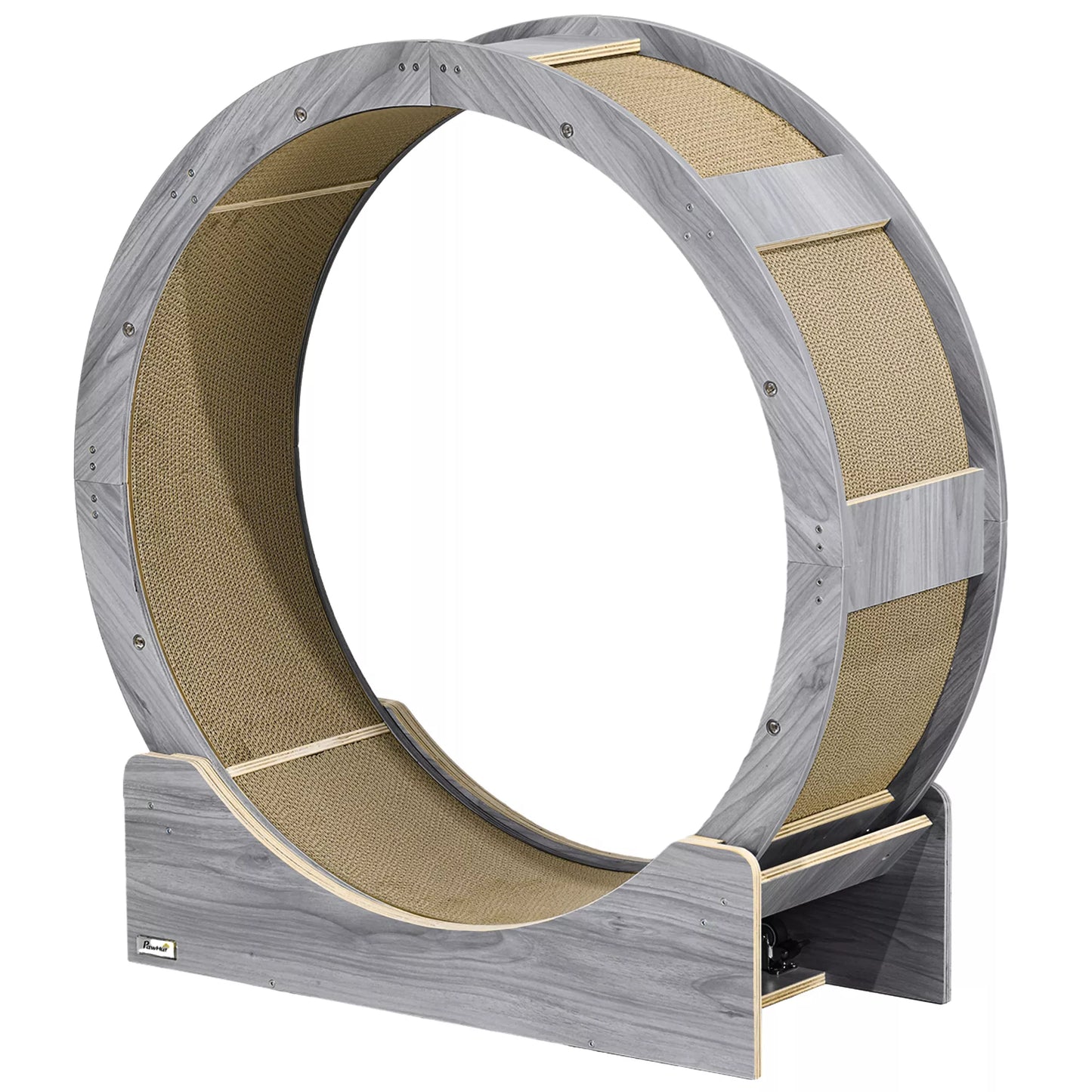 Katės bėgimo ratas, 91 cm, su stabdžiu ir draskykle, sveikam judėjimui, riešuto spalvos