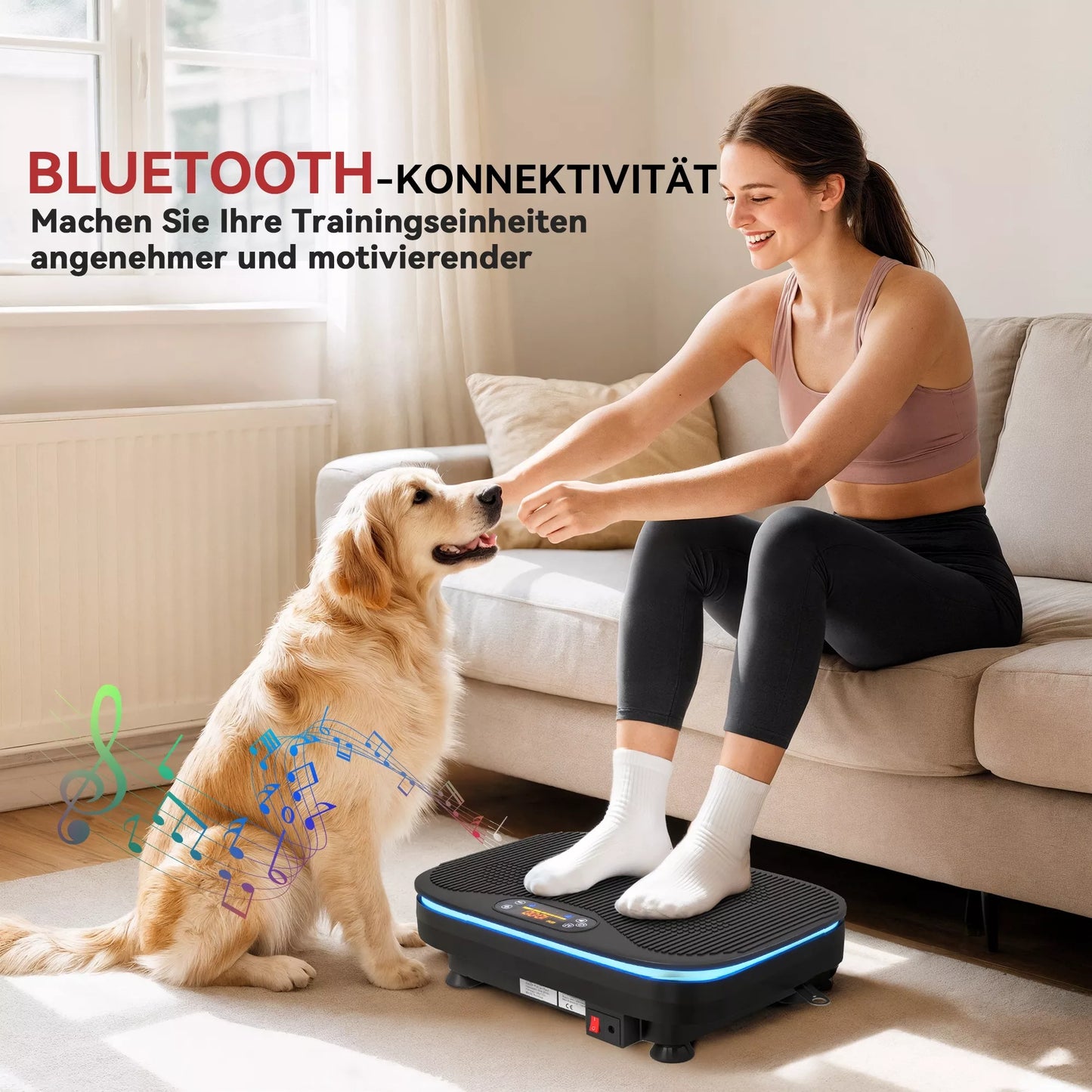 Vibracijos plokštė fitneso pratimams, Bluetooth funkcija, nuotolinio valdymo pultas, 99 greičio lygiai, plastikas, plienas, juoda spalva