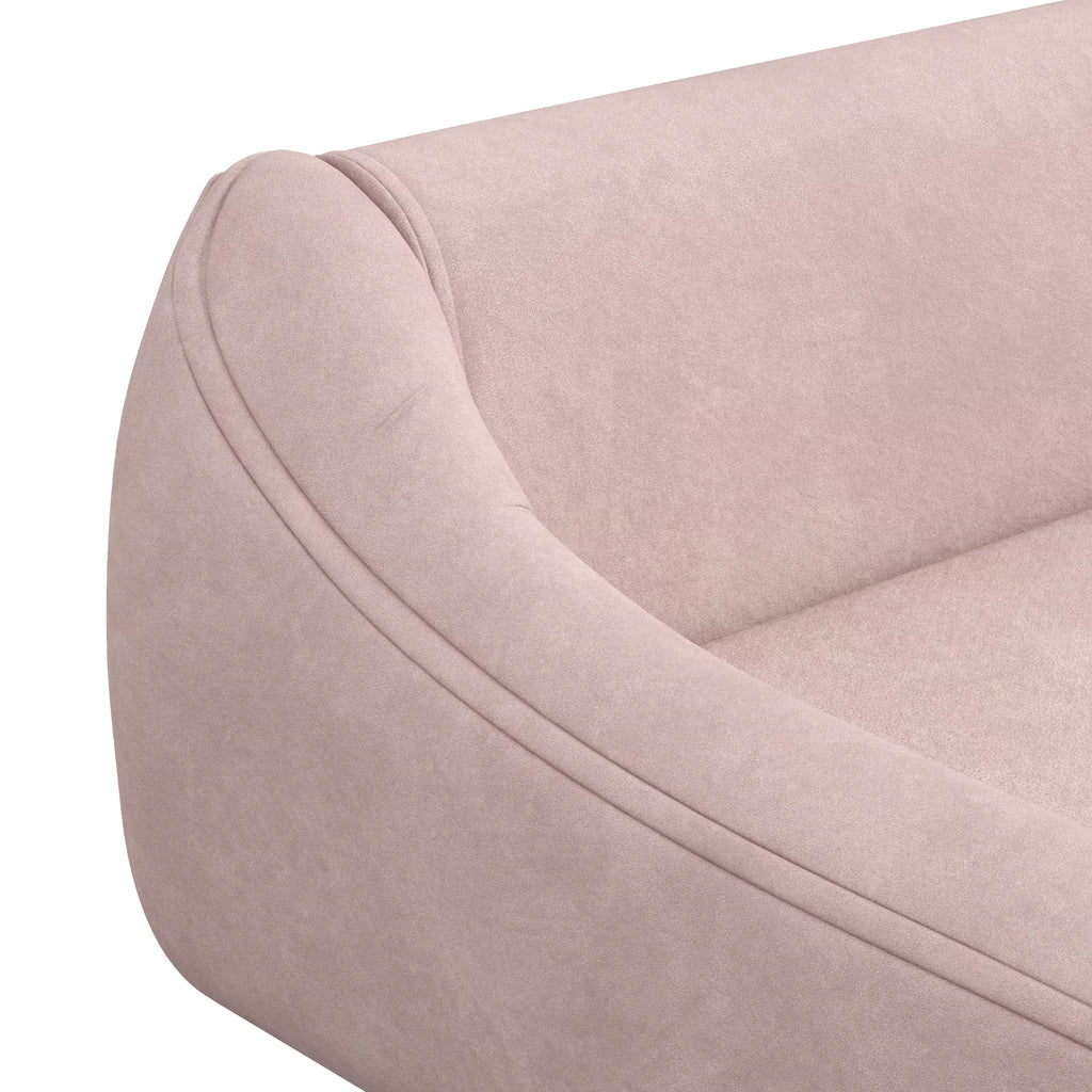 Gyvūnėlių sofa šuniukams, skandinaviško dizaino, su nuimama pagalvėle, veliūrinė išvaizda, 102 cm x 58,5 cm x 42,5 cm, rožinė + natūrali