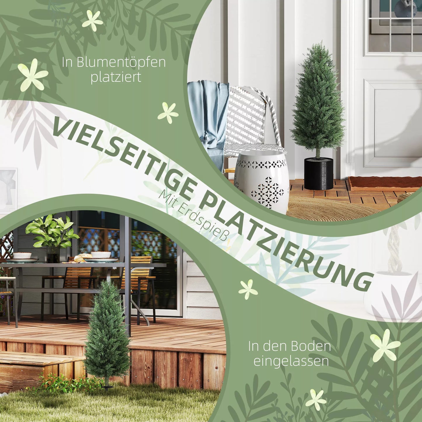 2 vnt. dirbtinių augalų rinkinys, dirbtiniai kiparisai su 831 lapeliu kiekvienas, universalus, žalias