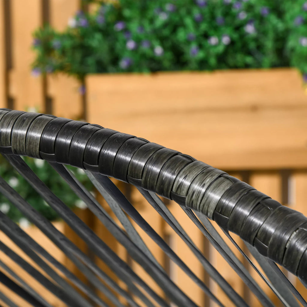 Rattan kėdė Lauko kėdė Sodo kėdė, PE-rattan, 89 cm x 75 cm x 143 cm, pilka+juoda