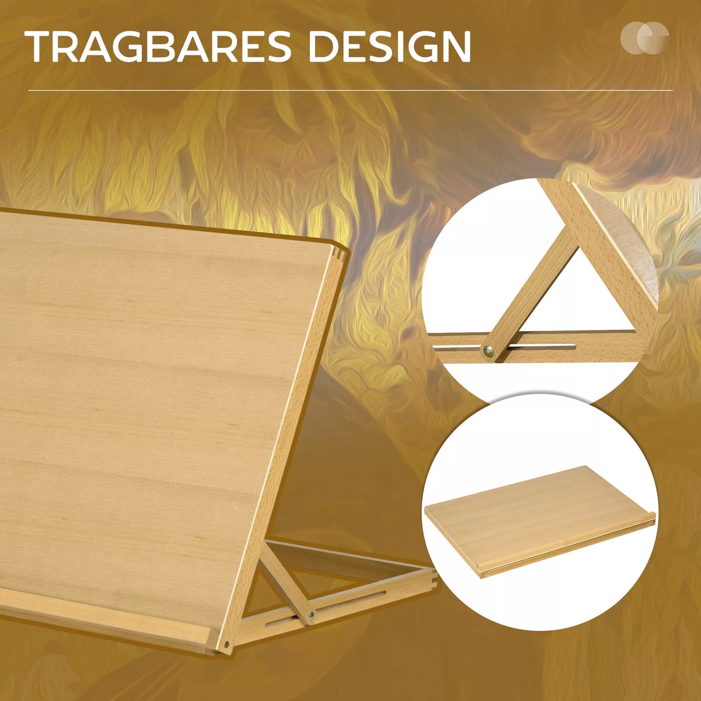 Stalo molbertas Sulankstomas 75,8x51cm Reguliuojamas Sėdimojo molberto iš bukmedžio