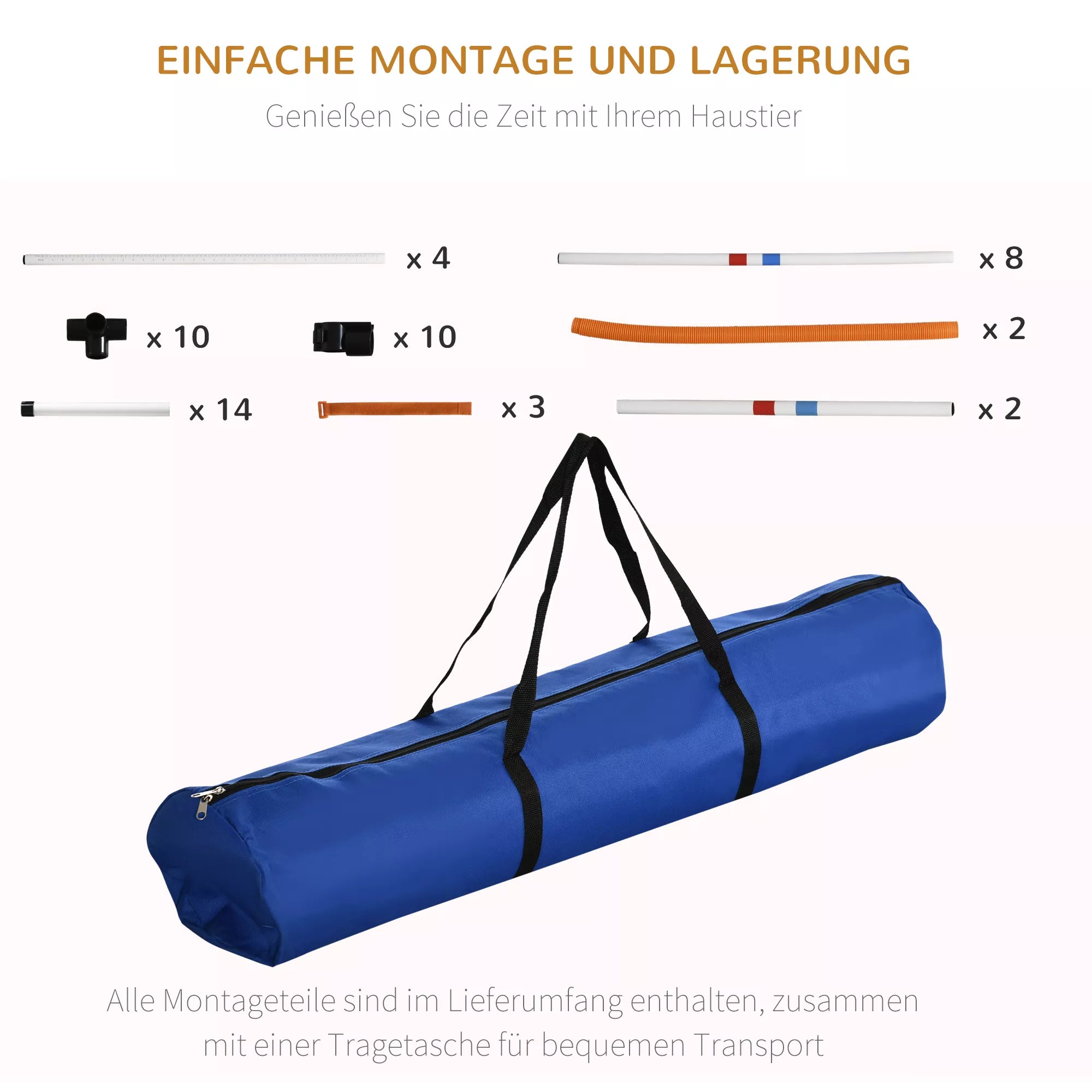 3 dalių šunų dresūros agiliti rinkinys augintiniams, su nešiojimo krepšiu, lengvai transportuojamas, plastikas, baltai geltonas