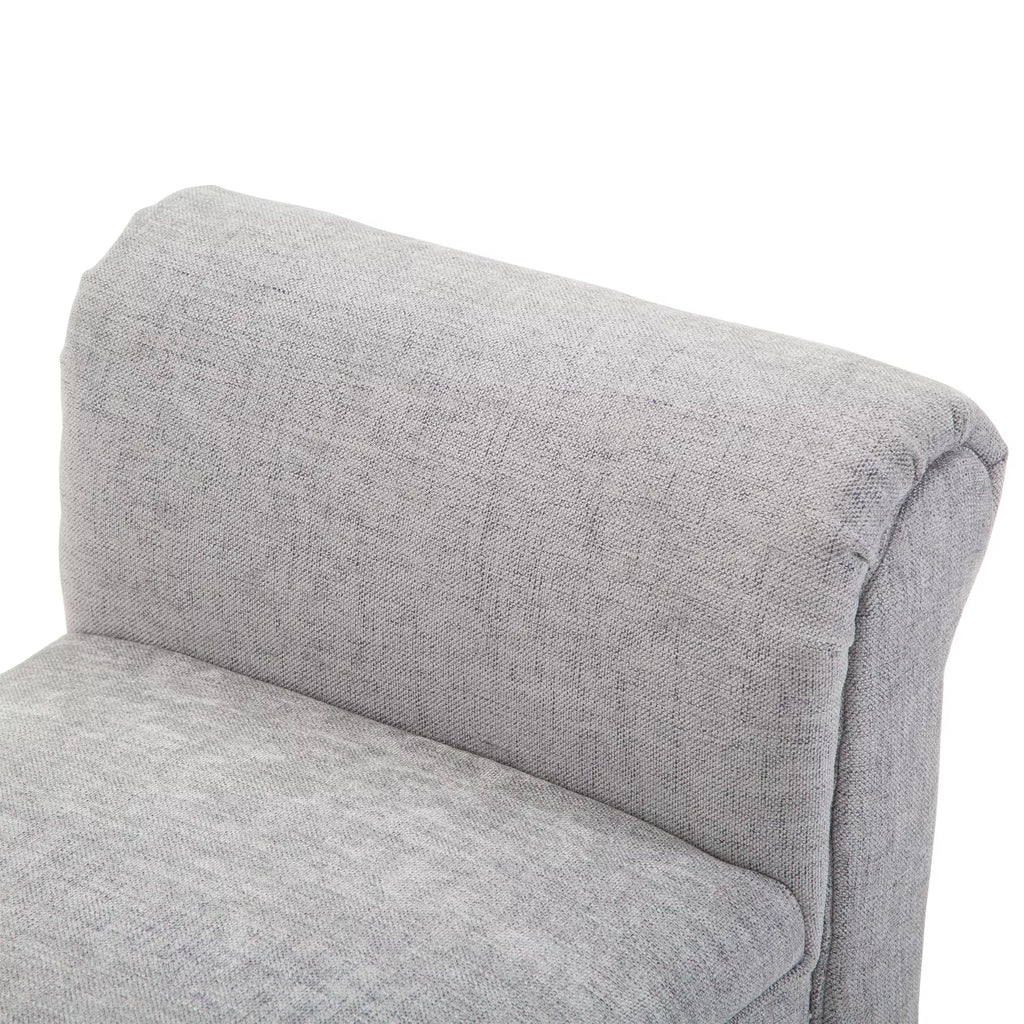 Minkšta suolelė, poilsio suolelė, prieškambario suolelė, lova su suoleliu, elegantiška su suktomis pusėmis, lino audinys, putų poliesteris, šviesiai pilka, 132 x 45,5 x 58 cm