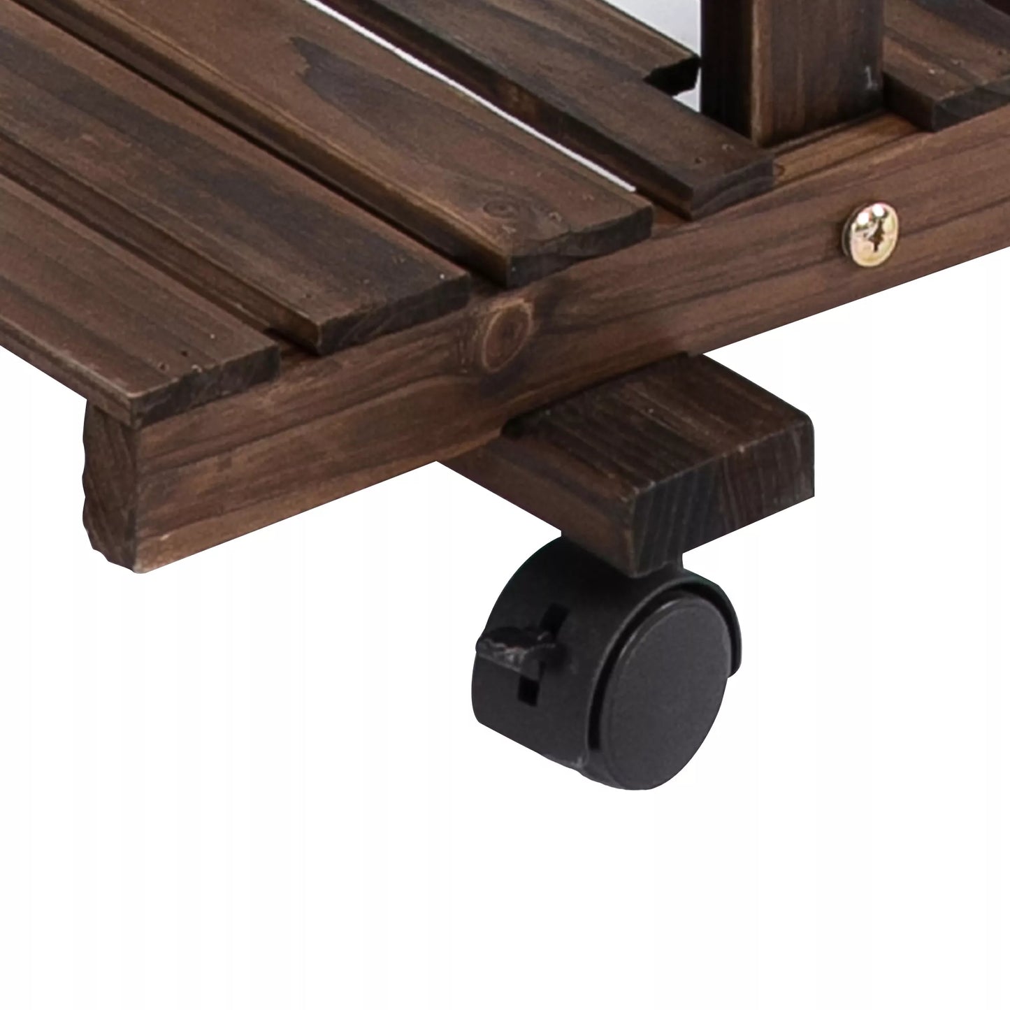 Augalų stovas 6 lentynos 4 ratukai 123,5 cm × 33 cm × 80 cm Medžio masyvo rudas 123,5 cm × 33 cm × 80 cm