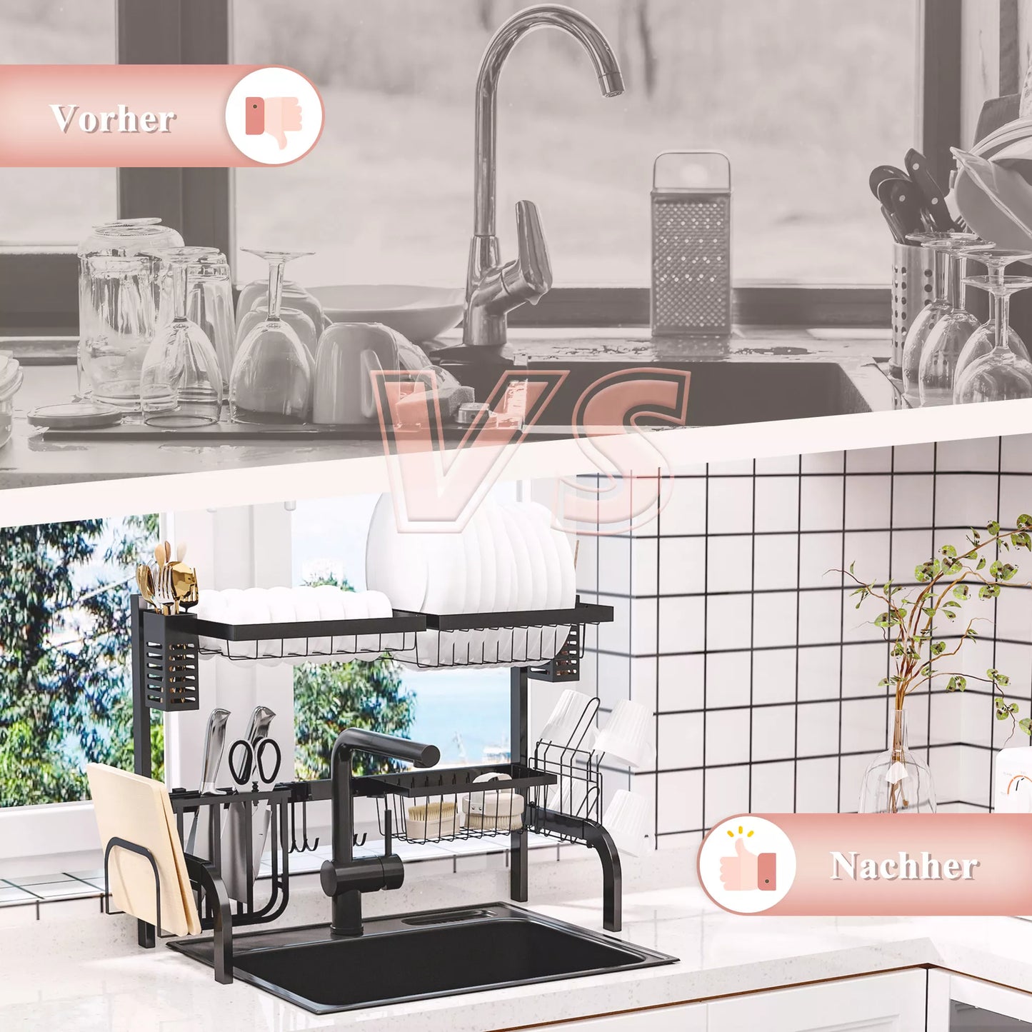 Indų krepšelis, modulinis metalinis indų laikiklis, atlaiko iki 26 kg svorį, juodos spalvos