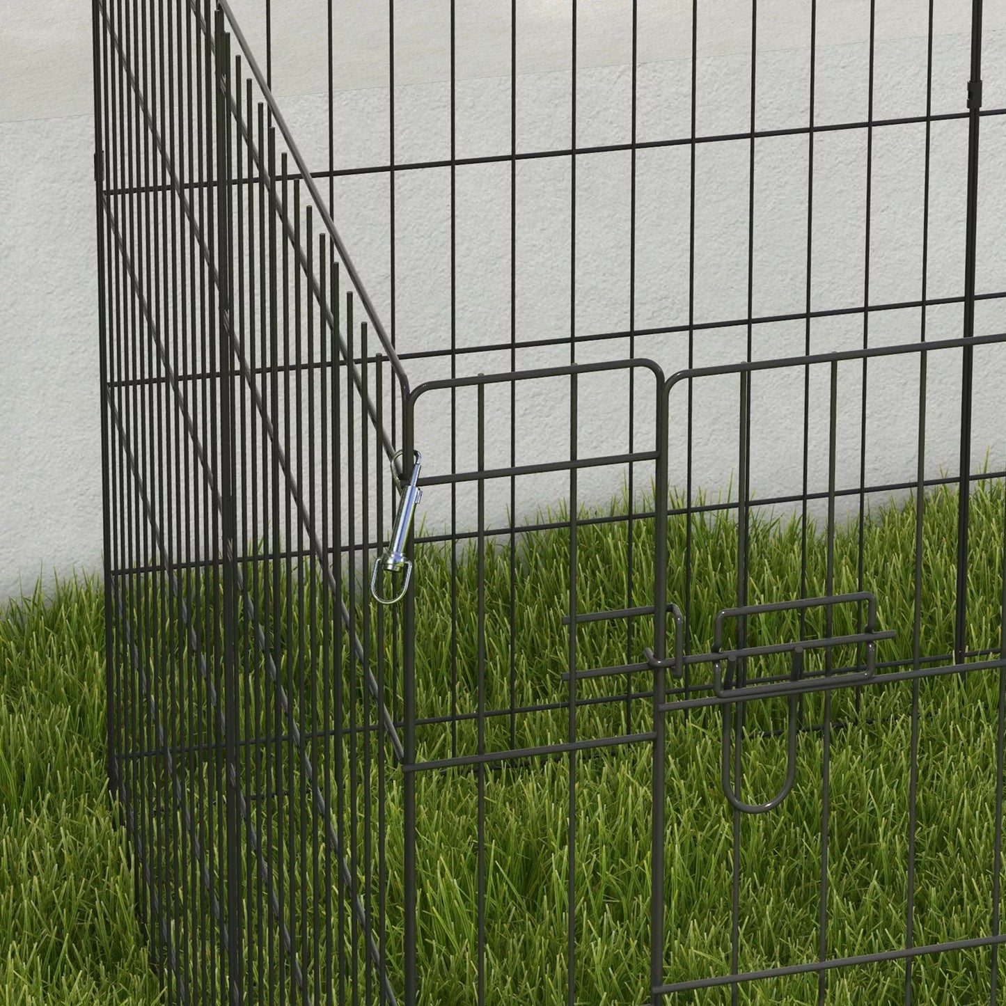 Naminių gyvūnų aptvaras, žaidimų aikštelė šuniukams ir mažiems šunims, su durimis, tinka naudoti viduje ir lauke, 76 cm, juodos spalvos