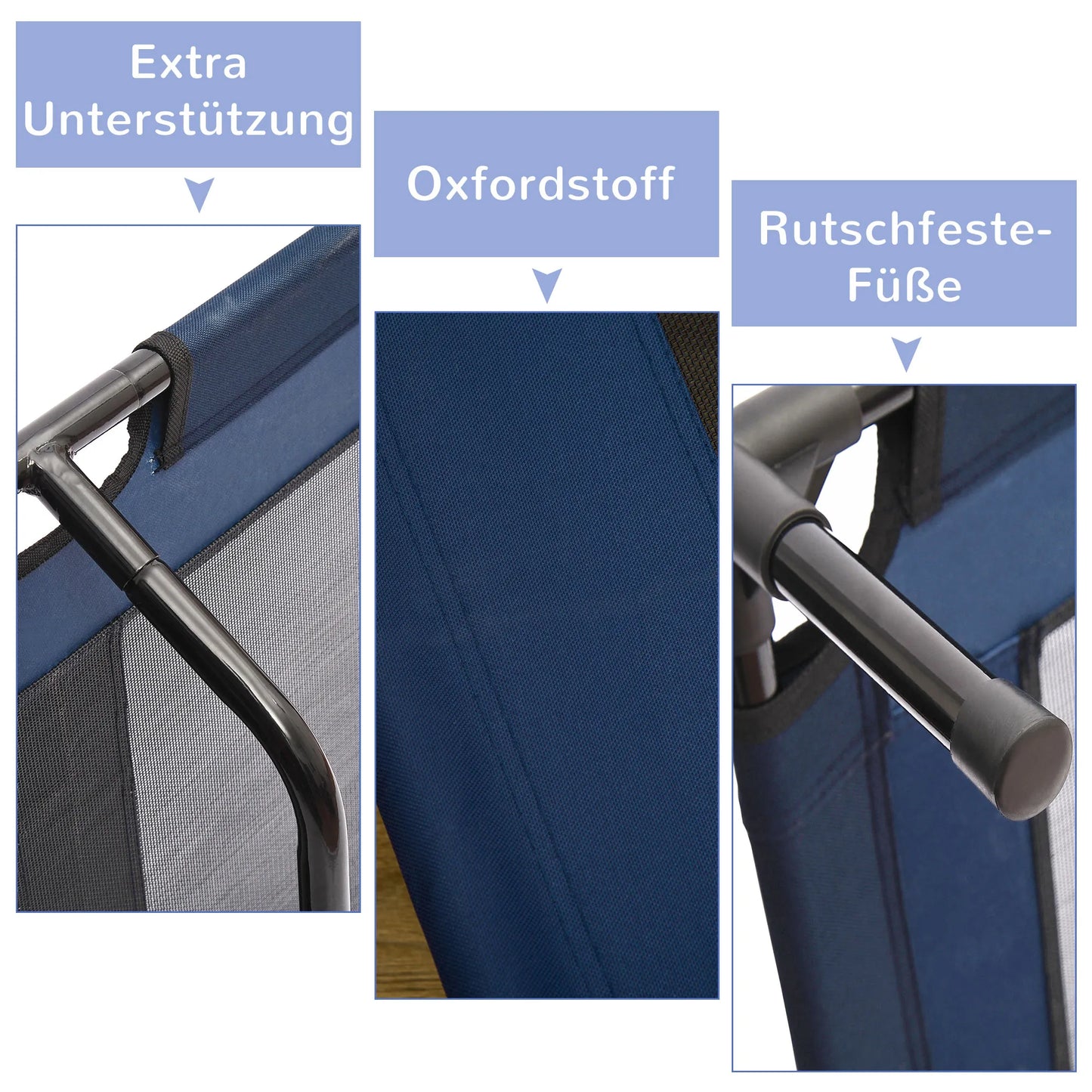 Lauko šunų ir kačių lova, augintinio gultas, metalinis, 600D Oxford audinys, mėlyna, 91,5 x 76,2 x 18 cm