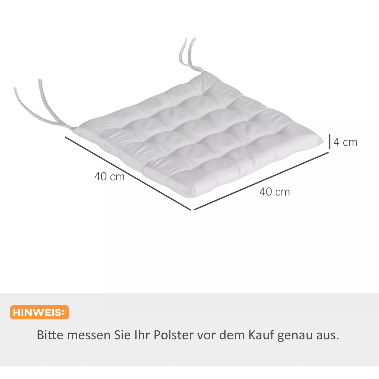 Sodo kėdės užvalkalas, sėdynės pagalvėlė, su dygsniavimu, 40 x 40 x 4 cm, šviesiai pilkas