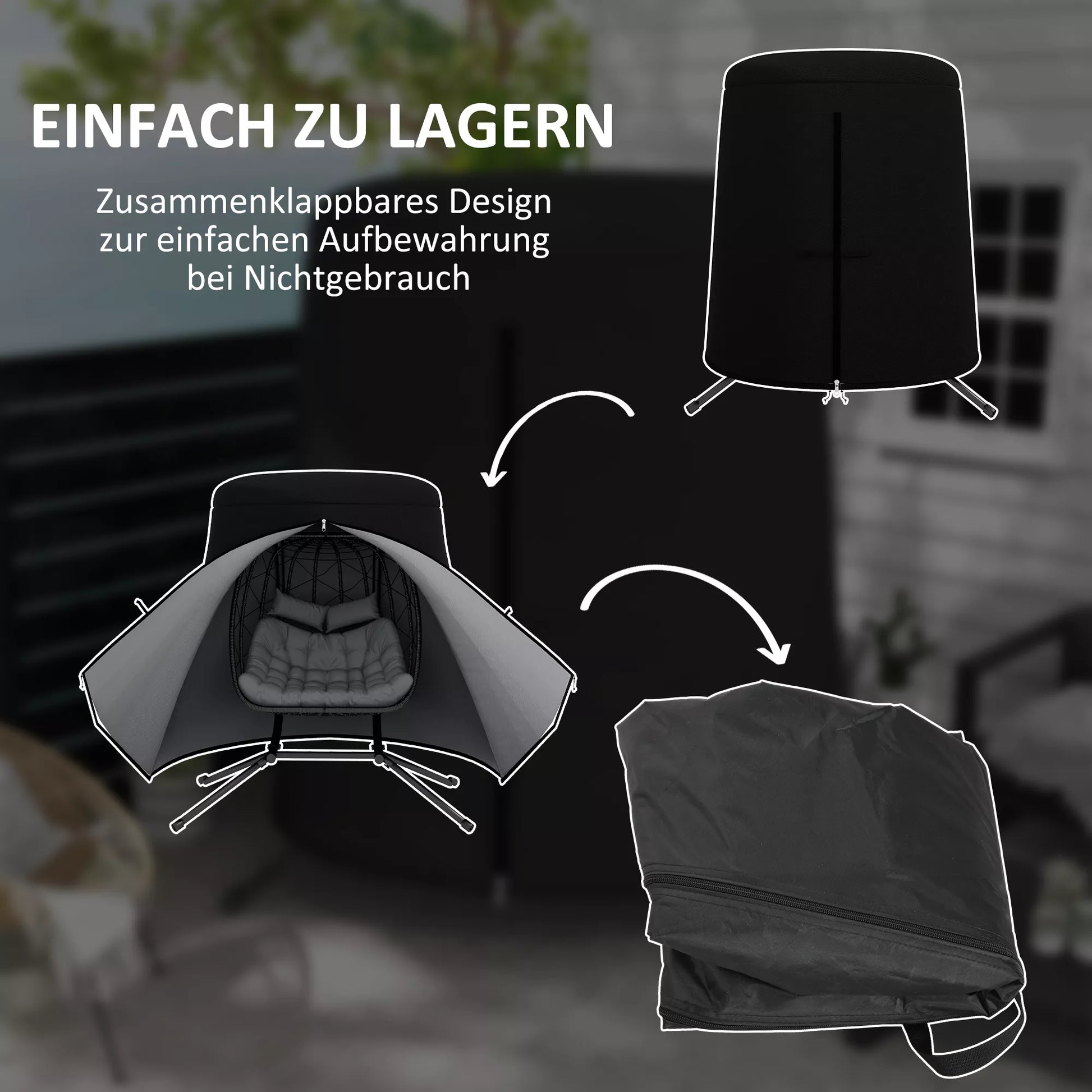 Lauko baldų dangtis Baldų dangtis Apsauginis baldų tentas, atsparus atmosferos poveikiui, 196 cm x 196 cm x 230 cm, juodas