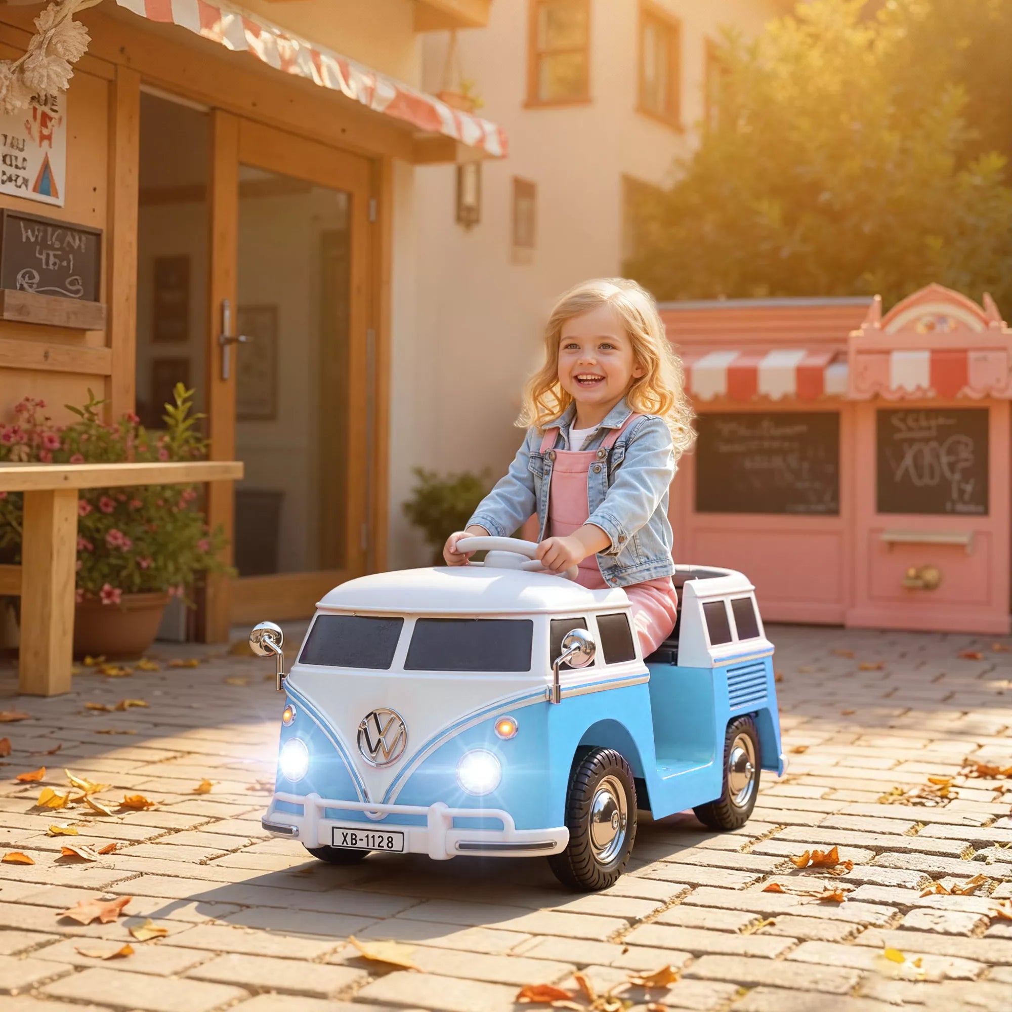 Vaikų elektrinis automobilis, 12 V vaikų transporto priemonė su MP3, dvigubu varikliu, elektrine transporto priemone su signaline, švelniu paleidimu, 89 x 49 x 41,5 cm, mėlyna