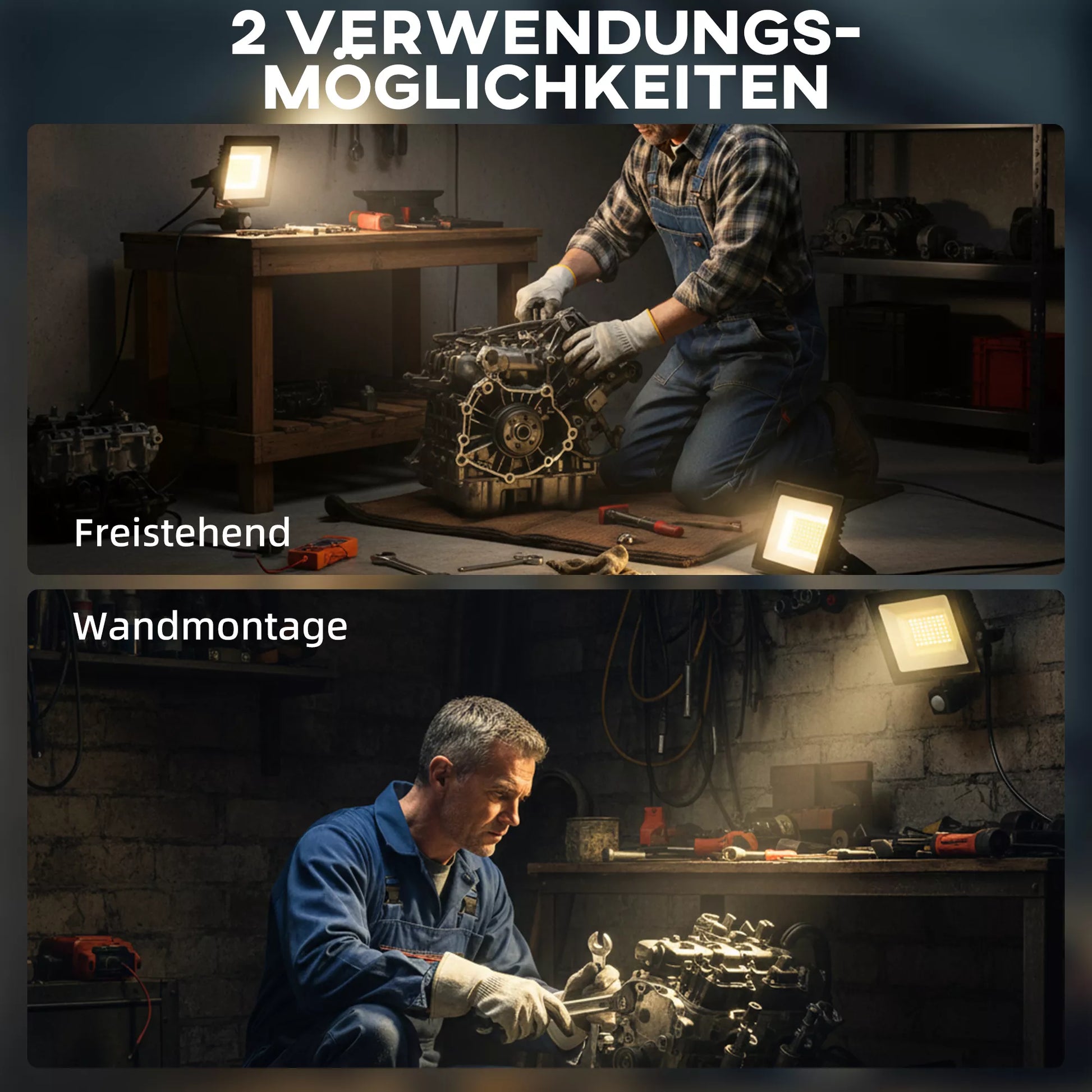 50 W darbo lempa, reguliuojama, 3 režimai, aliuminis, lankstus naudojimas, juoda