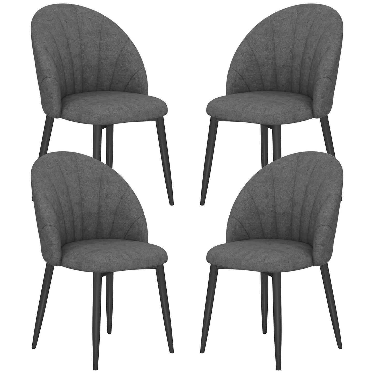 4 vnt. komplektas Valgomojo kėdės, virtuvės kėdės su aksomo išvaizda, plieninės kojos, be atramų rankoms, pilkos spalvos