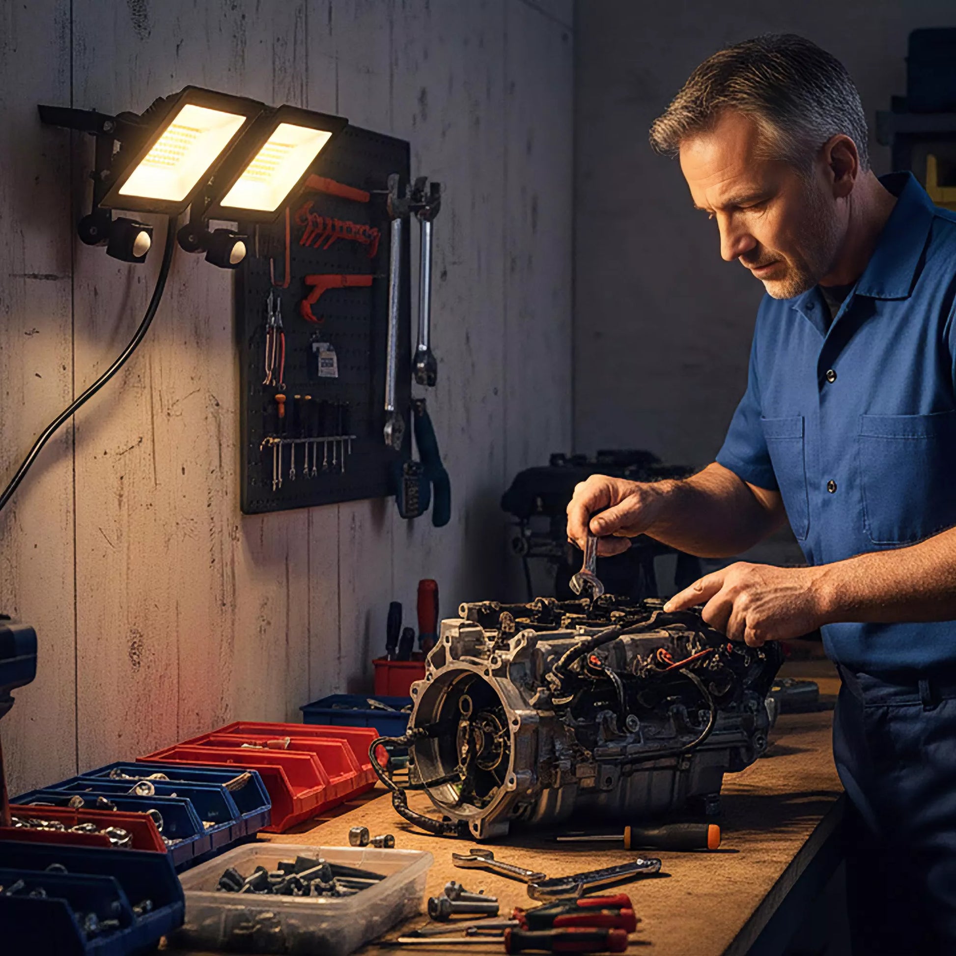 50 W darbo lempa, reguliuojama, 3 režimai, aliuminis, lankstus naudojimas, juoda