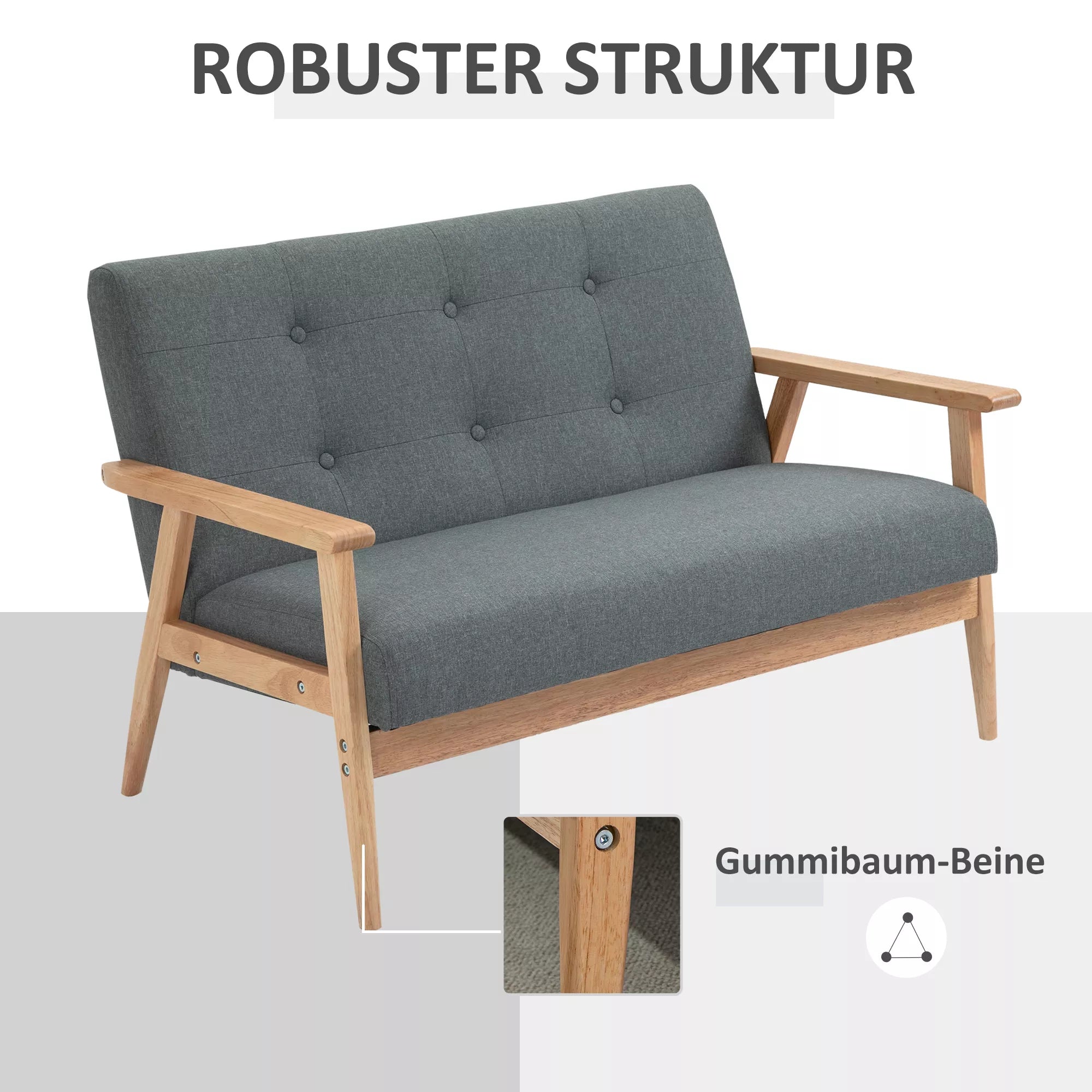 Dvivietė sofa, 115 cm, tamsiai pilka
