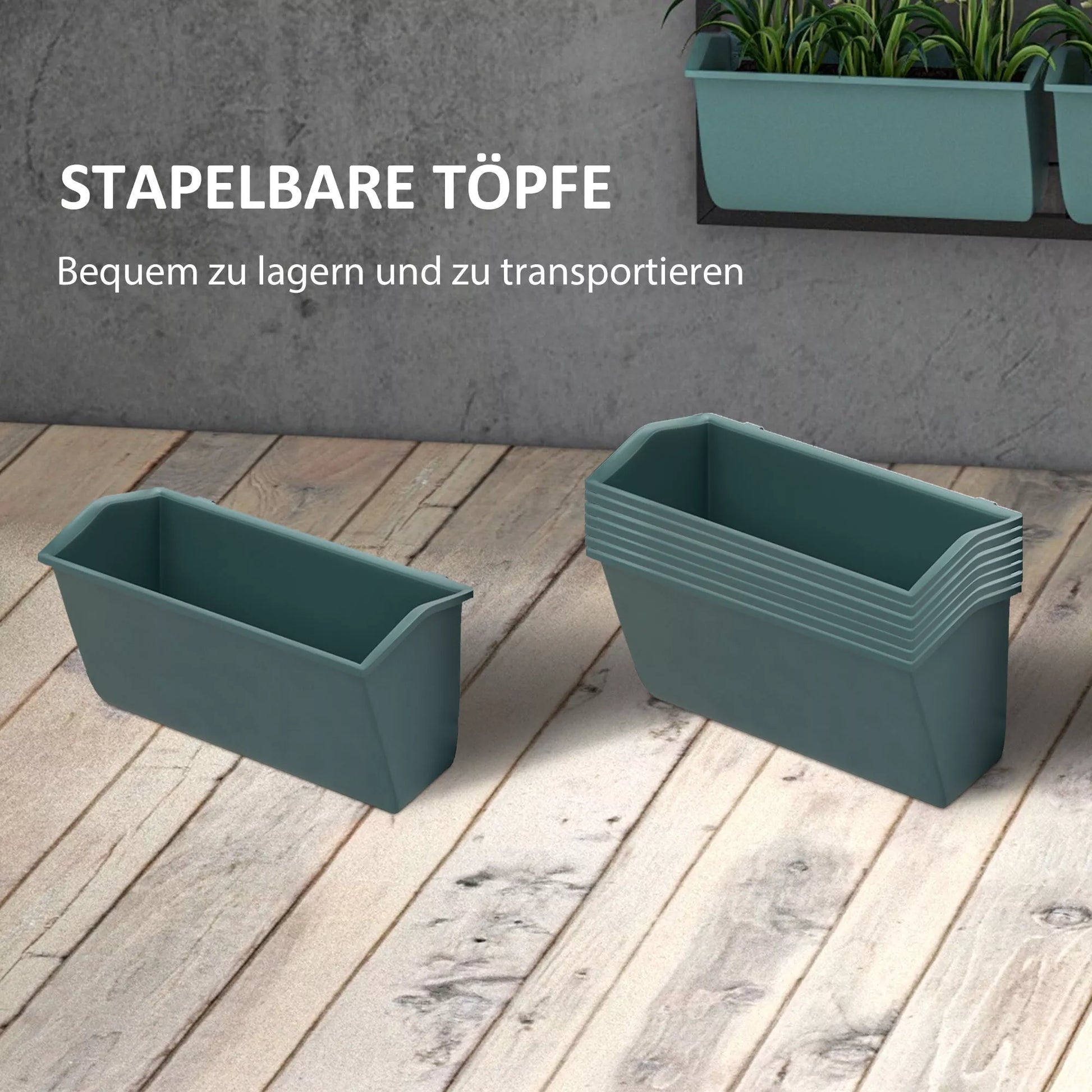 Augalų laiptai Gėlių laiptai  8 augalų dėžės, sukraunamos, atsparios atmosferos poveikiui, 52,5 x 14 x 90 cm, pilkos + juodos spalvos