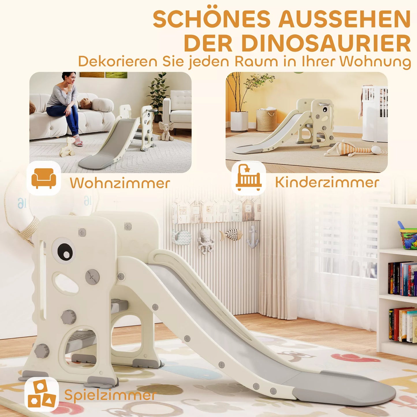 3in1 vaikiška čiuožykla su laipiojimo aikštele, krepšinio lanku ir kamuoliu, sulankstoma vidinė mažylių čiuožykla vaikams nuo 2 iki 5 metų