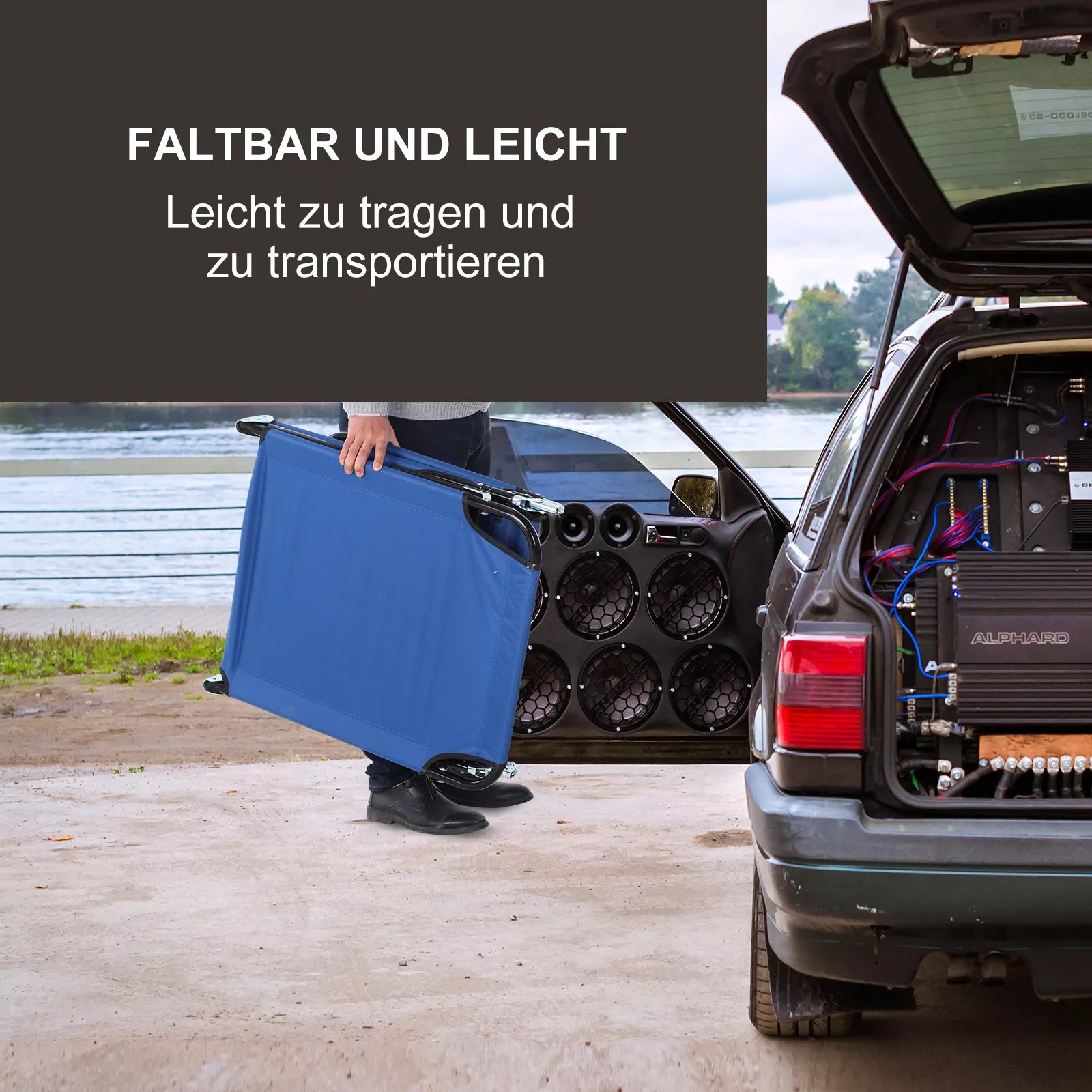 Saulės gultas, 5 pozicijų reguliuojamas atlošas, greitai džiūstantis, metalinis rėmas, 190 x 56 x 28 cm, mėlynas