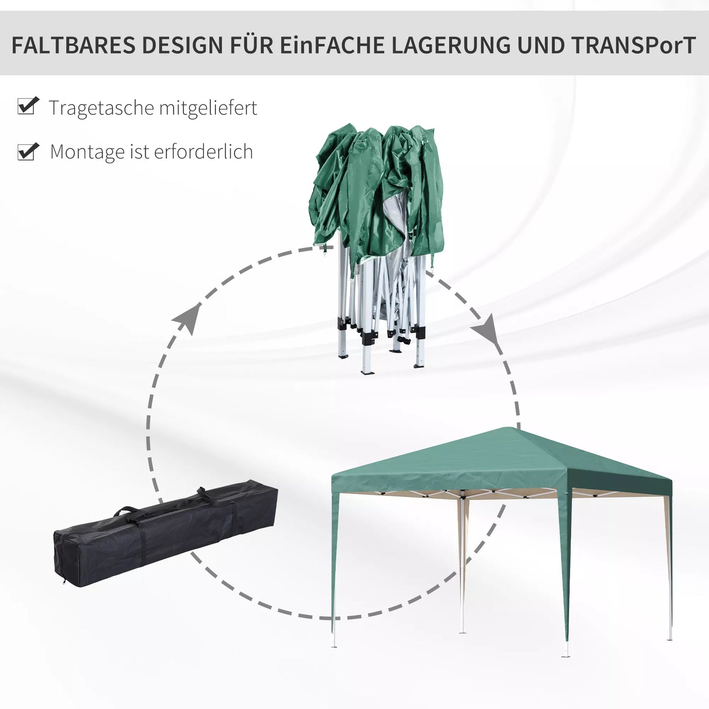 Paviljonas, 2,95 x 2,95 m Sulankstomas pop-up paviljonas, Sodo paviljonas, Partinis palapinė, UV apsauga, Plienas+Oksfordo audinys, Žalias
